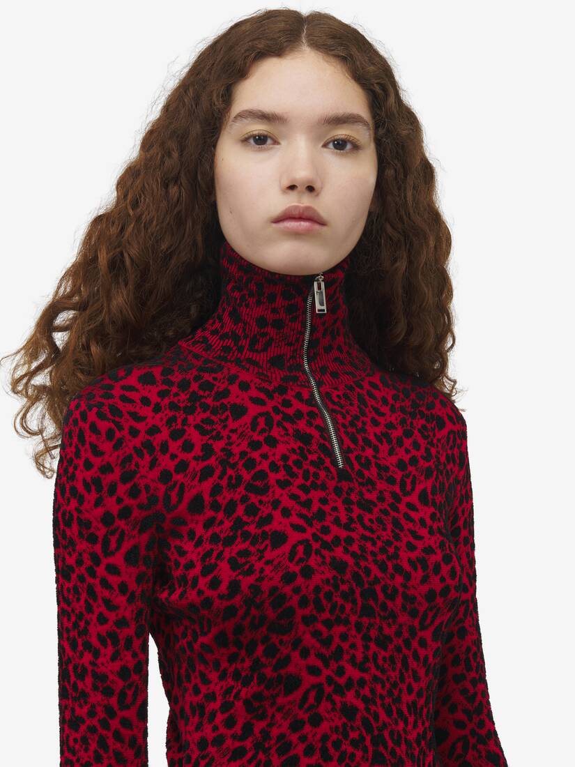 Leopard Jacquard Fitted Top