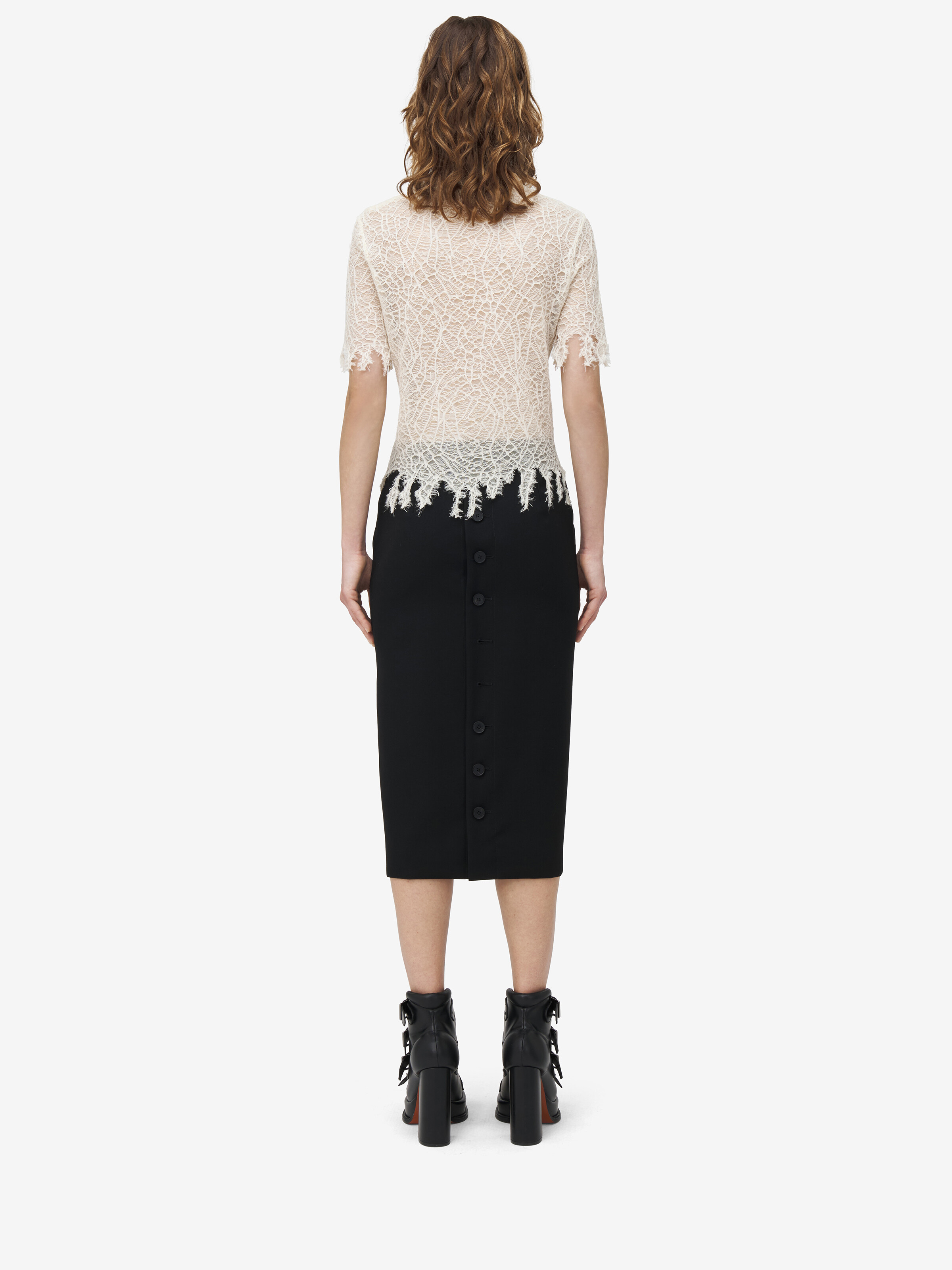 Buttoned Pencil Skirt