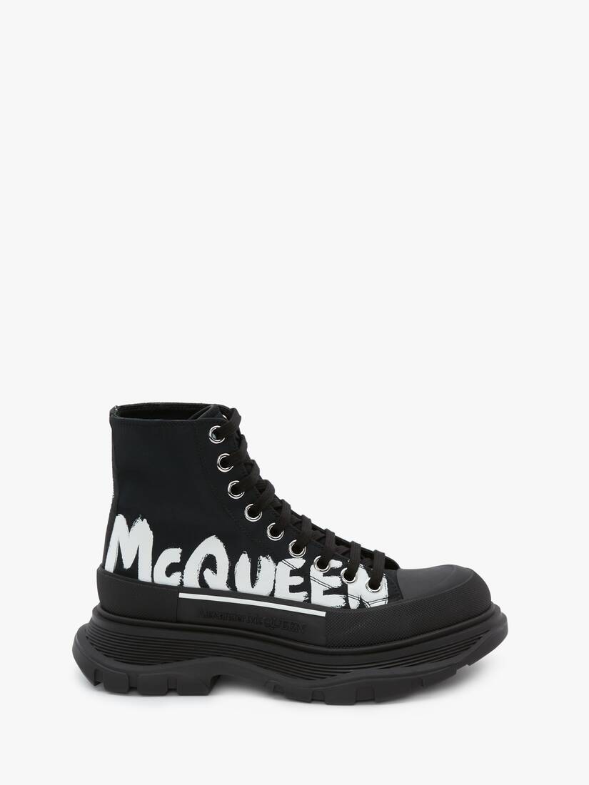 McQueen Graffiti Tread Slick Boot in Black/White | Alexander ...