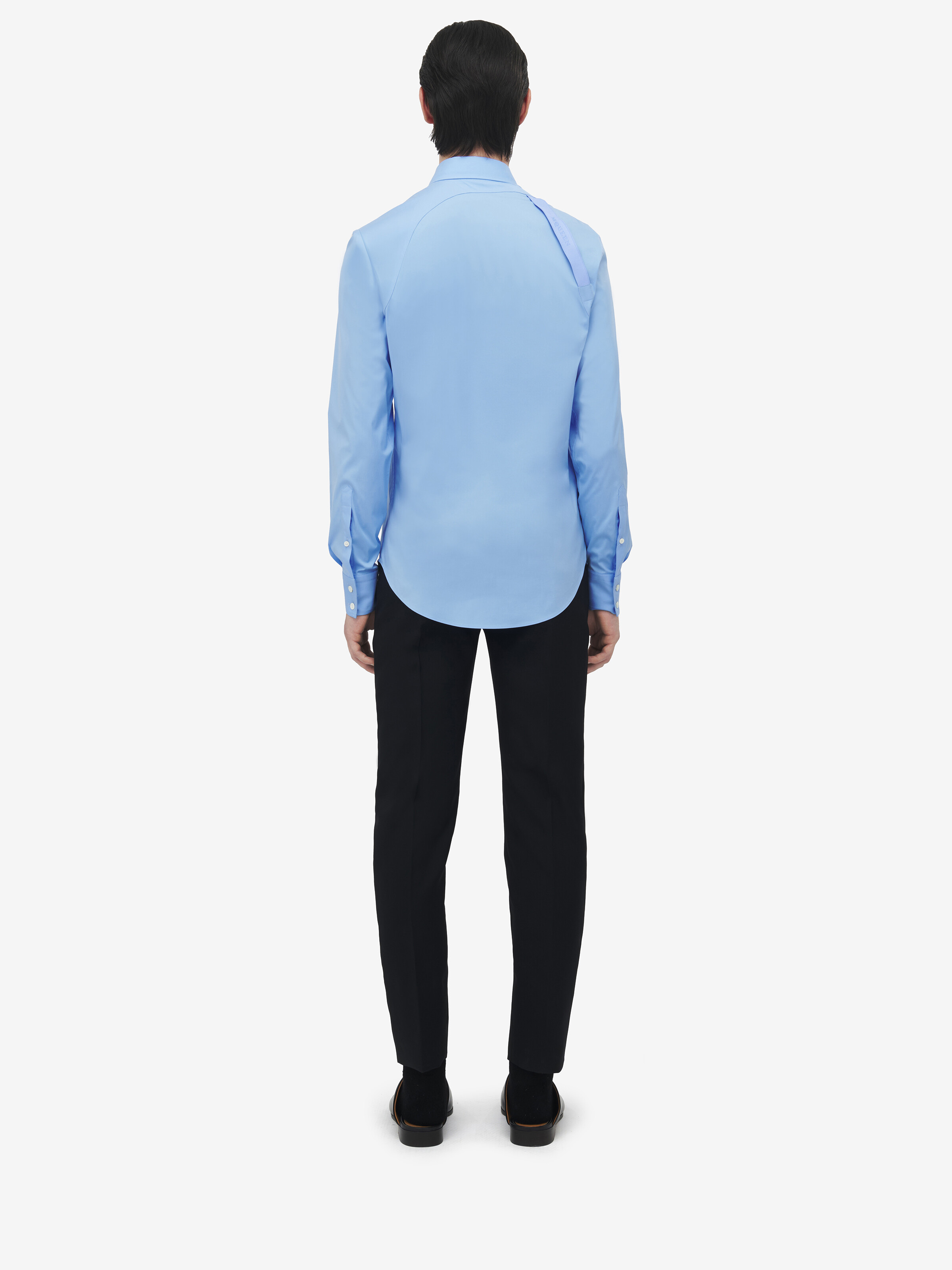 Men's Logo Tape Harness Shirt in Blue in 97% Cotton, 3% Elastan | Alexander McQueen - image 5