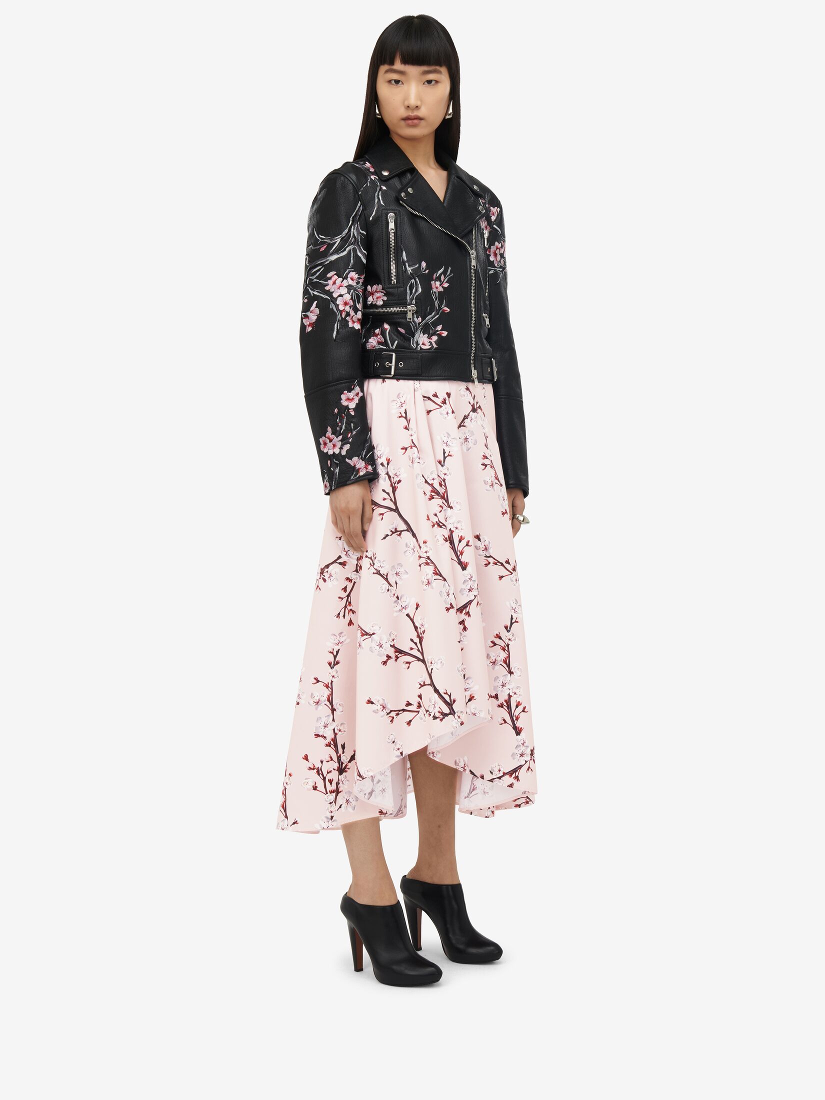 Cherry Blossom Asymmetric Midi Skirt