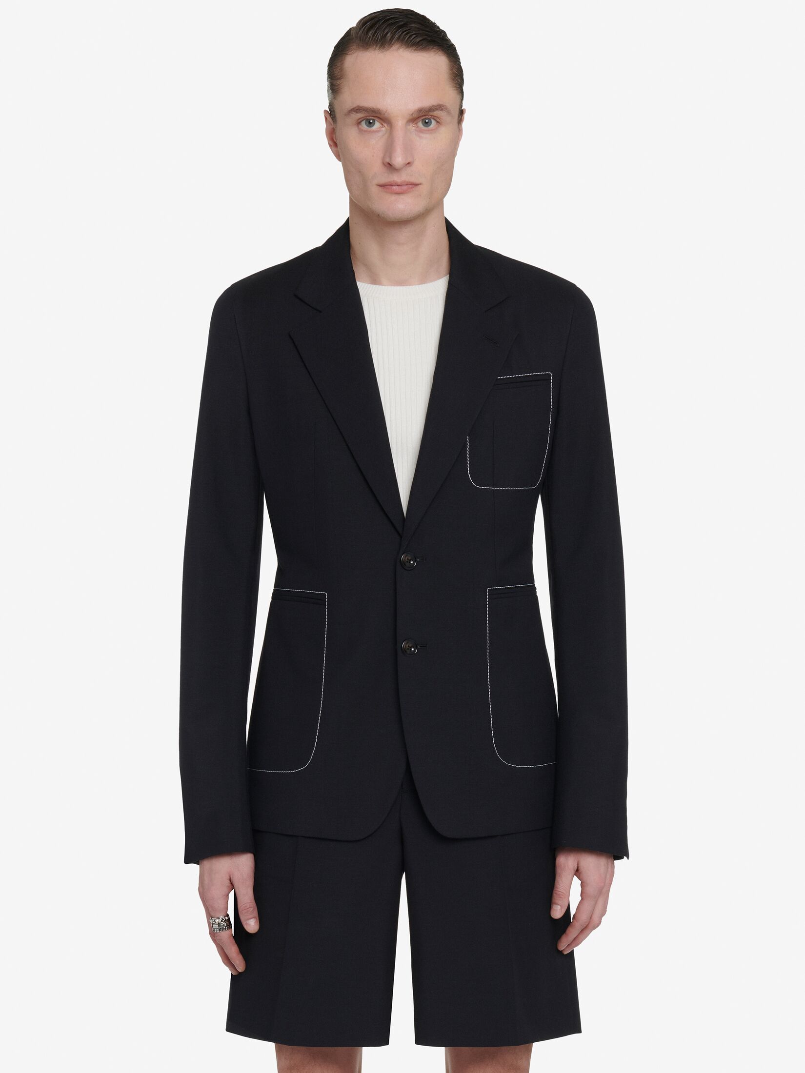 Contrast Stitch Single-breasted Jacket