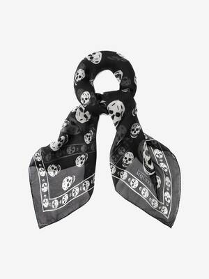スカーフ alexander mcqueen SCARF (8067963222Q 1078) Alexander McQueen Skull Silk Scarf Blue | eBay