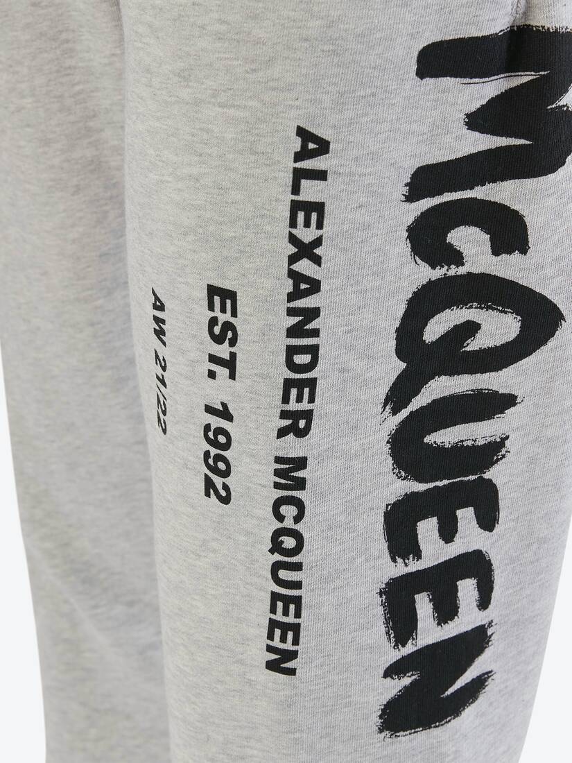 Men's McQueen Graffiti Joggers in Pale Grey