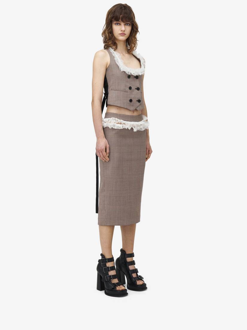 Heritage Check Slashed Buttoned Pencil Skirt