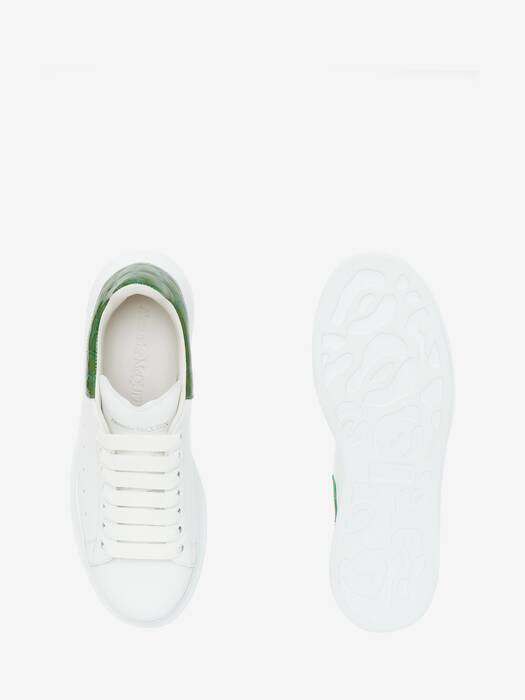 Oversized Sneaker in White/Chrome Green | Alexander McQueen US