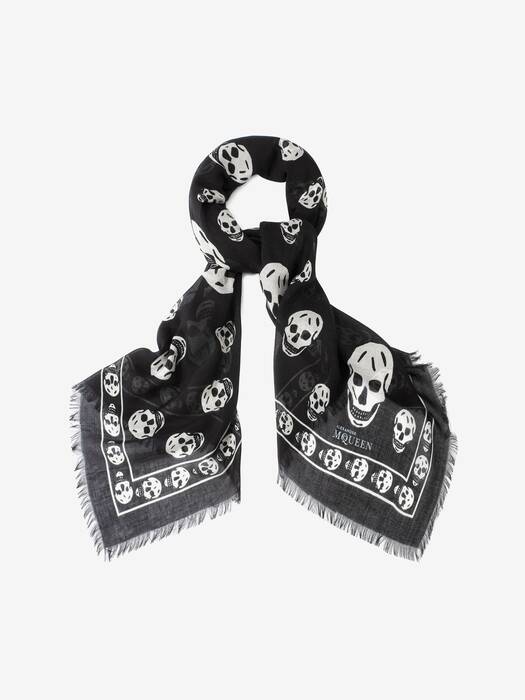 ALEXANDER MCQUEEN スカル スカーフ Classic Skull Alexander McQueen Classic Skull Scarf | Black | FARFETCH