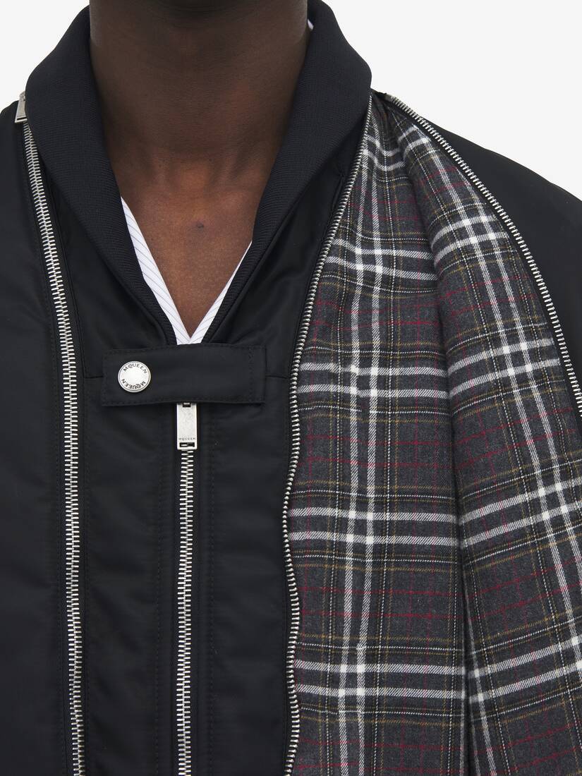 Zip Detail Cropped Bomber Jacket
