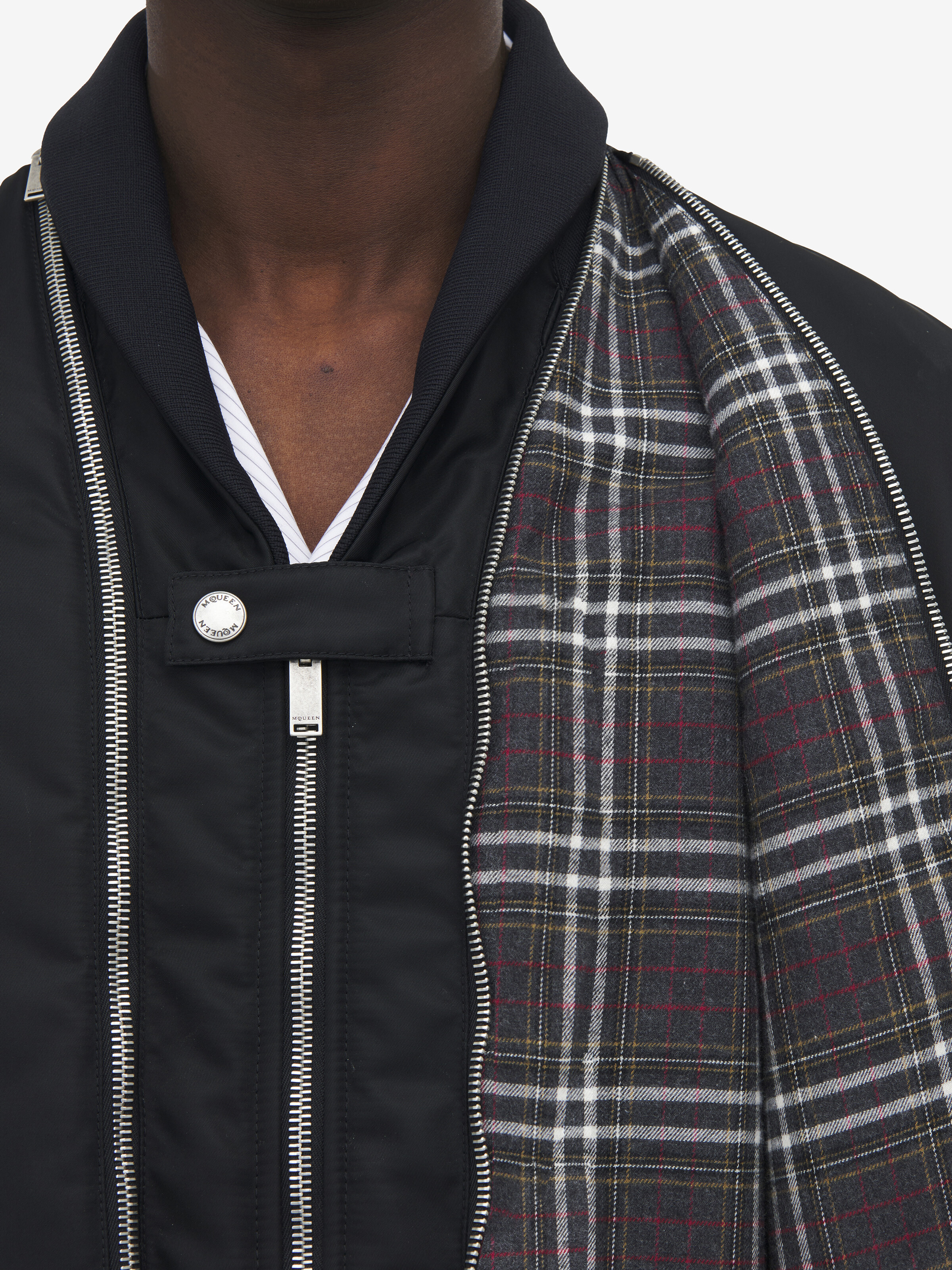 Zip Detail Cropped Bomber Jacket