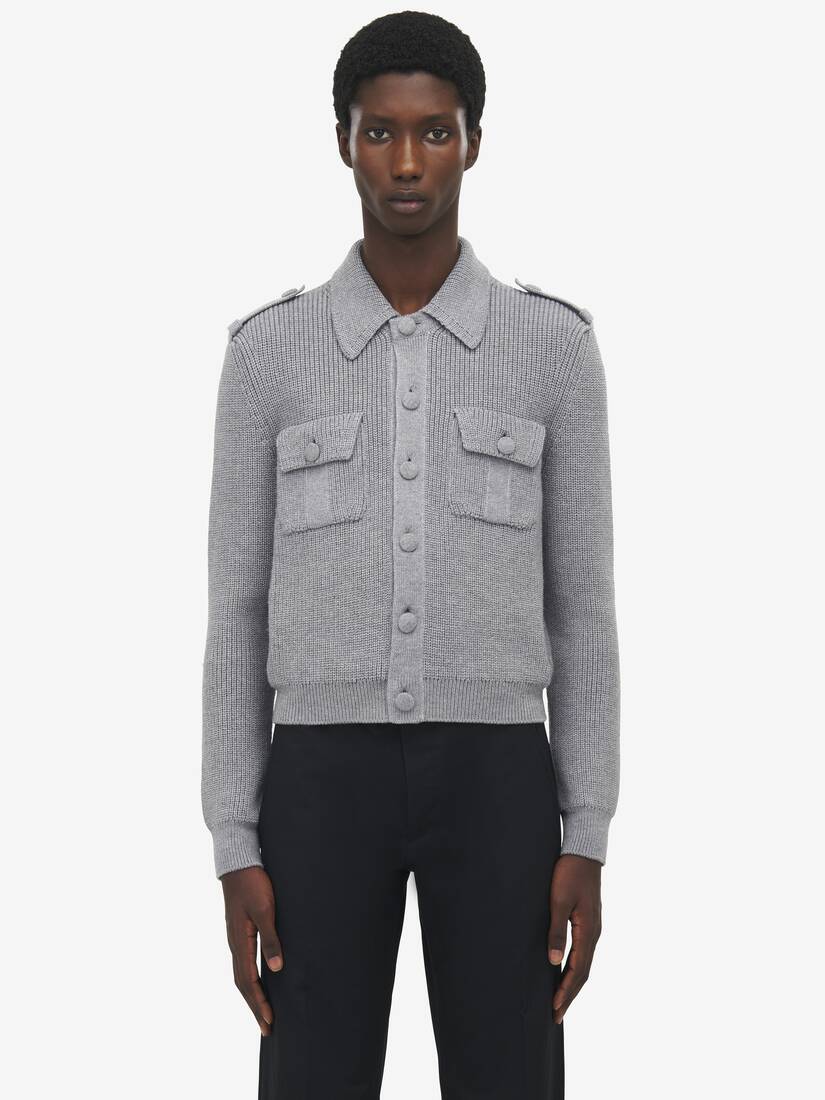 Half Cardigan Stitch Military Jacket