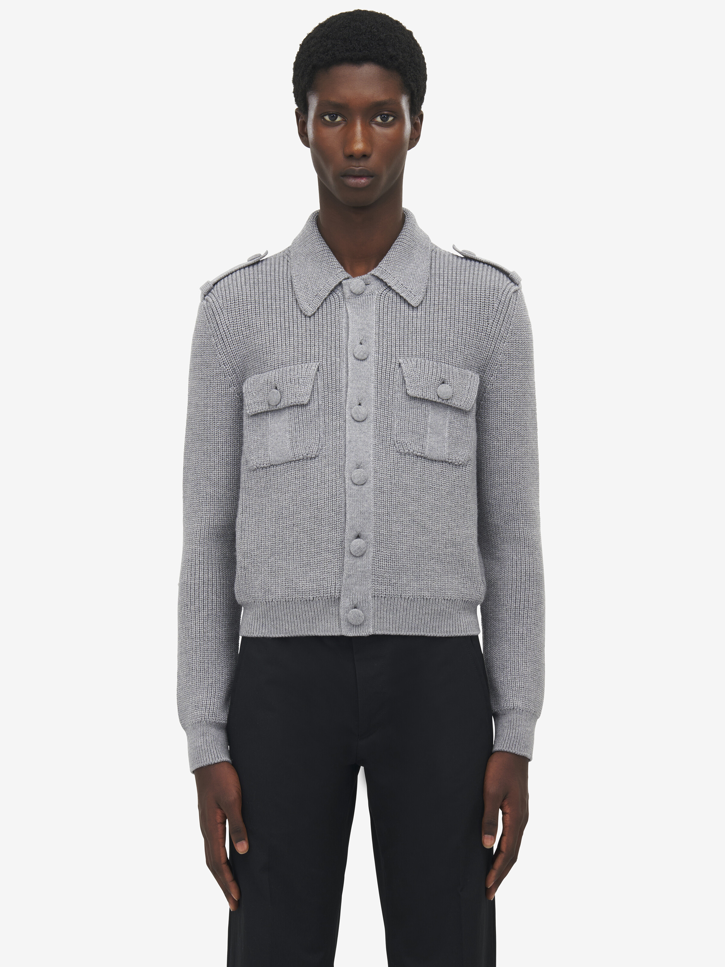 Half Cardigan Stitch Military Jacket