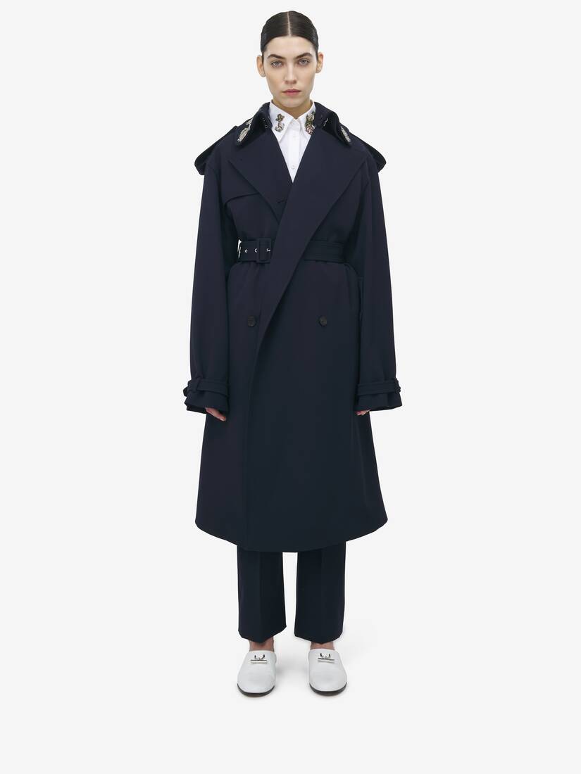 Oversized Lapel Deconstructed Trench Coat