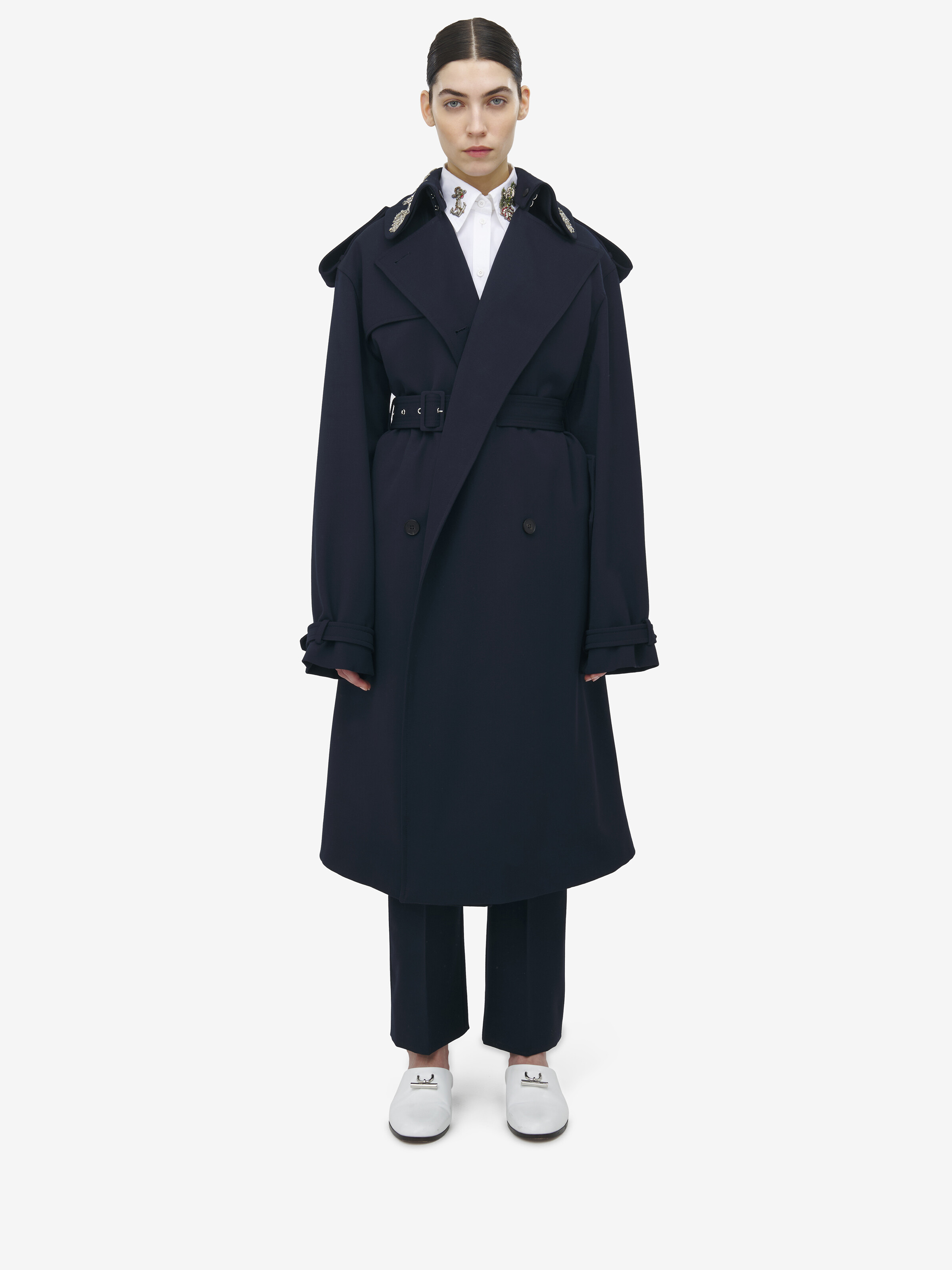 Oversized Lapel Deconstructed Trench Coat