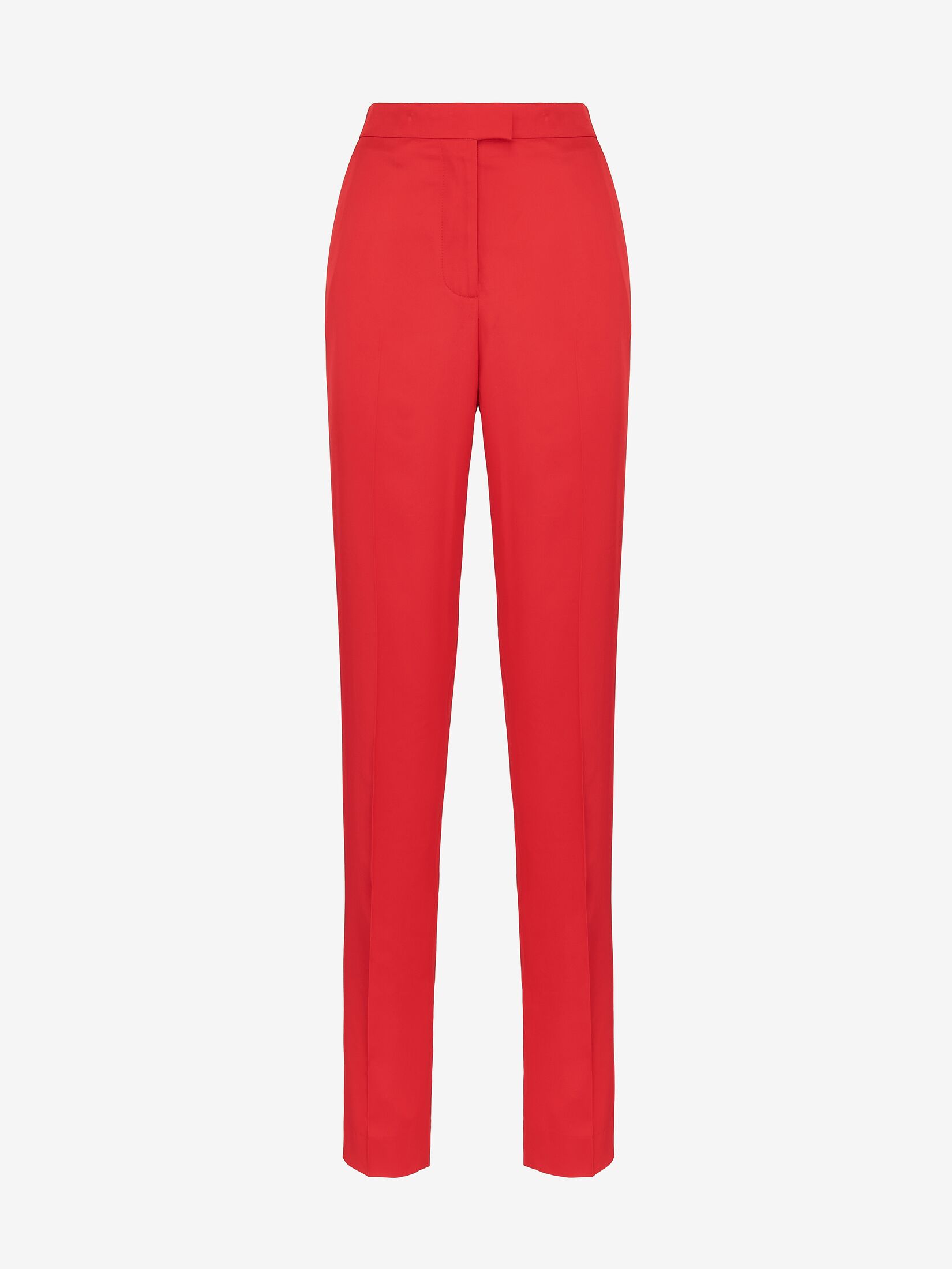 High-waisted Cigarette Trousers in Lust Red