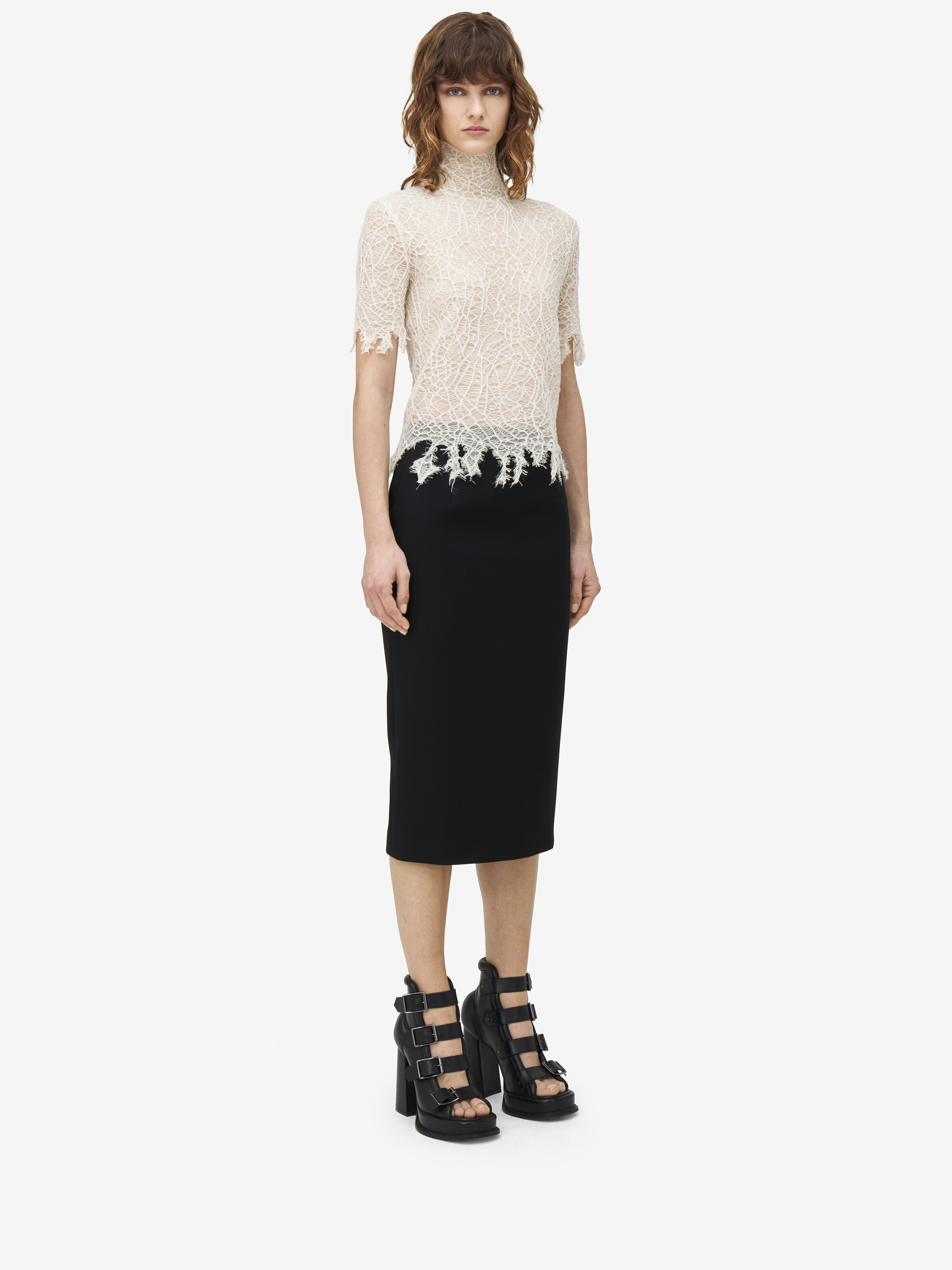 Buttoned Pencil Skirt