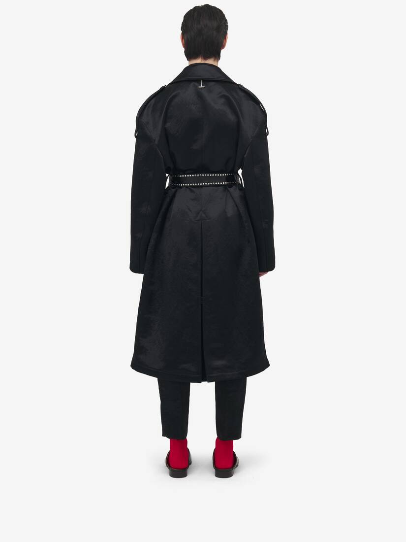 Hammered Satin Trench Coat
