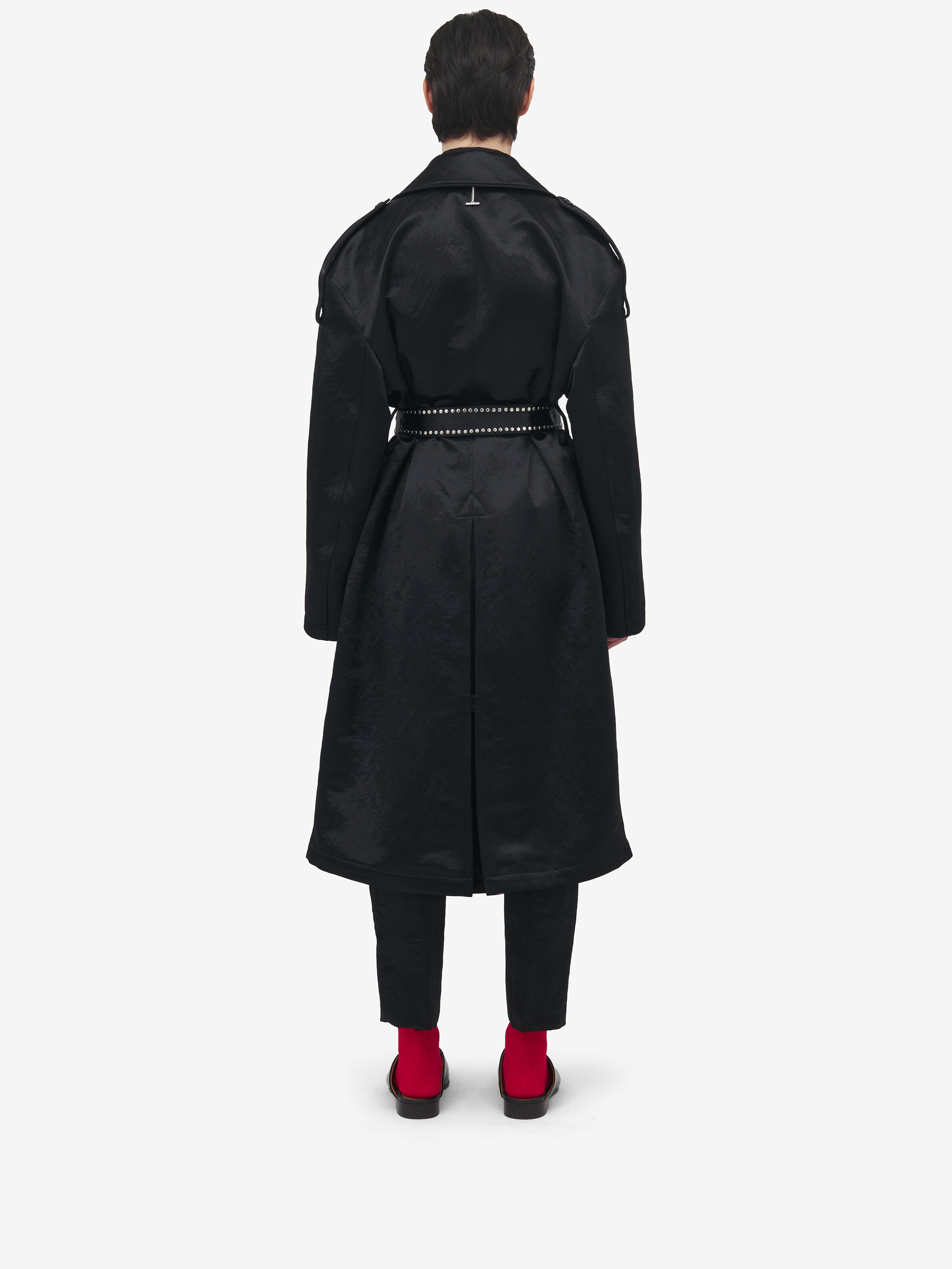 Hammered Satin Trench Coat