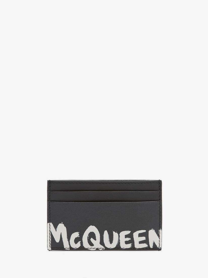 McQueen Graffiti Card Holder in Black/white