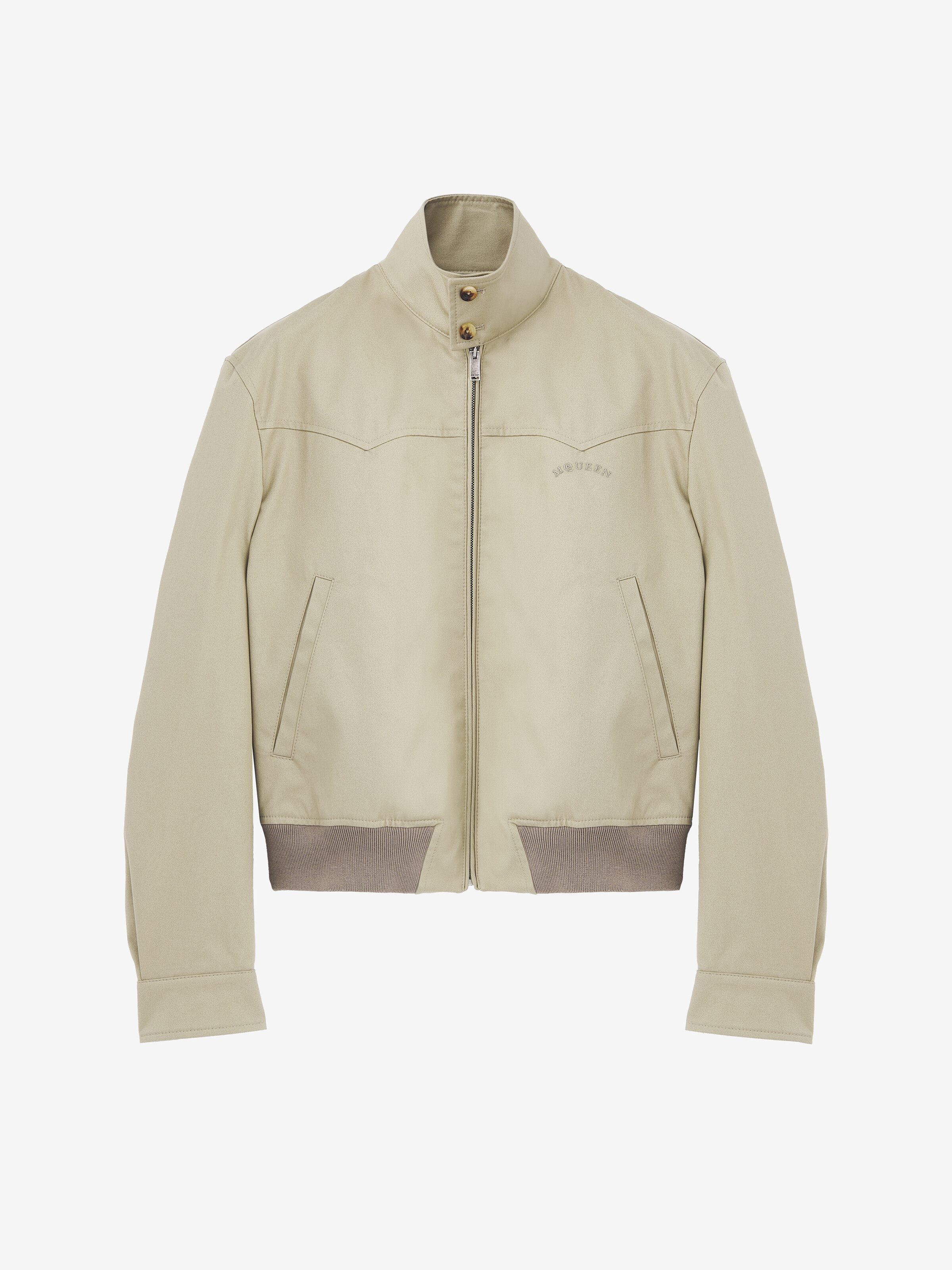 Veste Harrington Courte pour Homme en Beige in Coton | Alexander McQueen - image 1