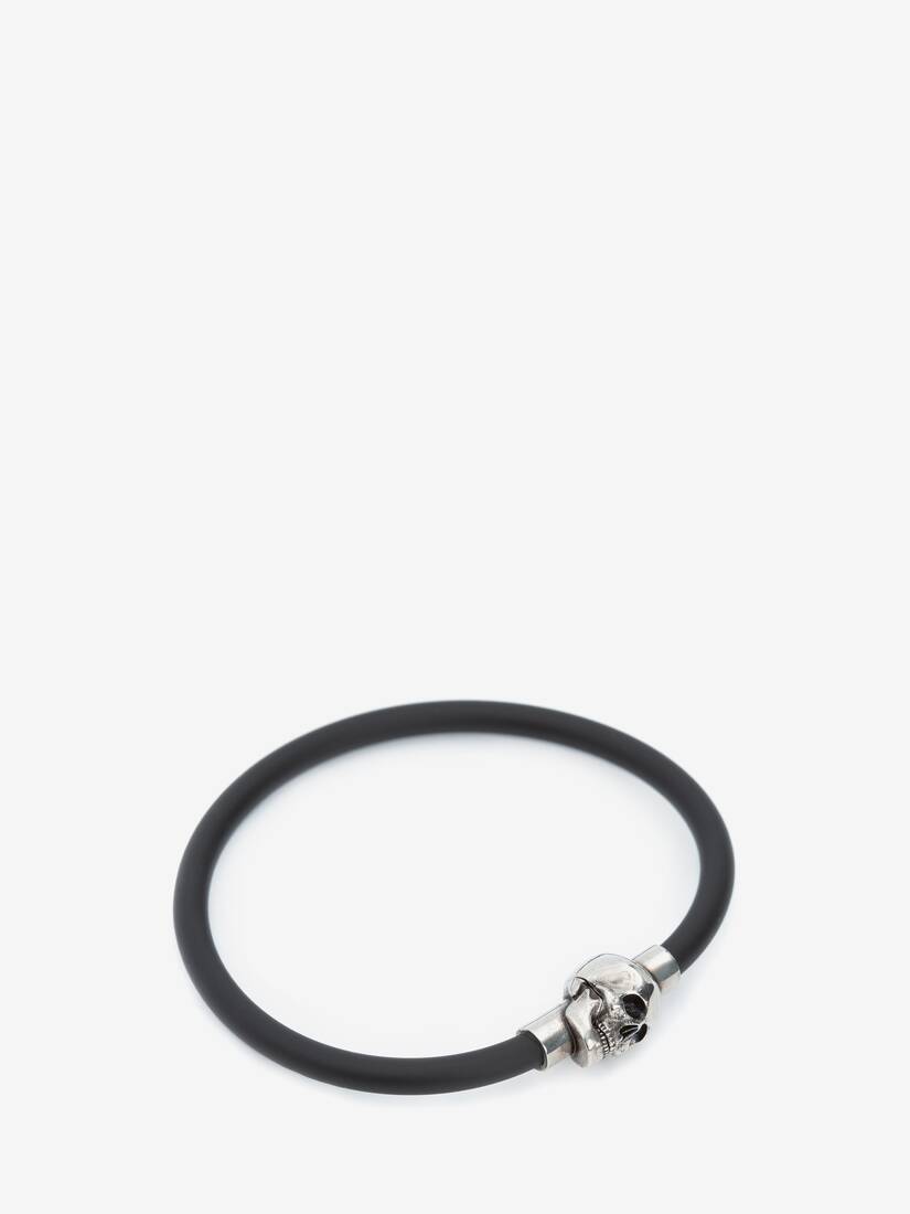 Rubber cord Skull Bracelet in Black