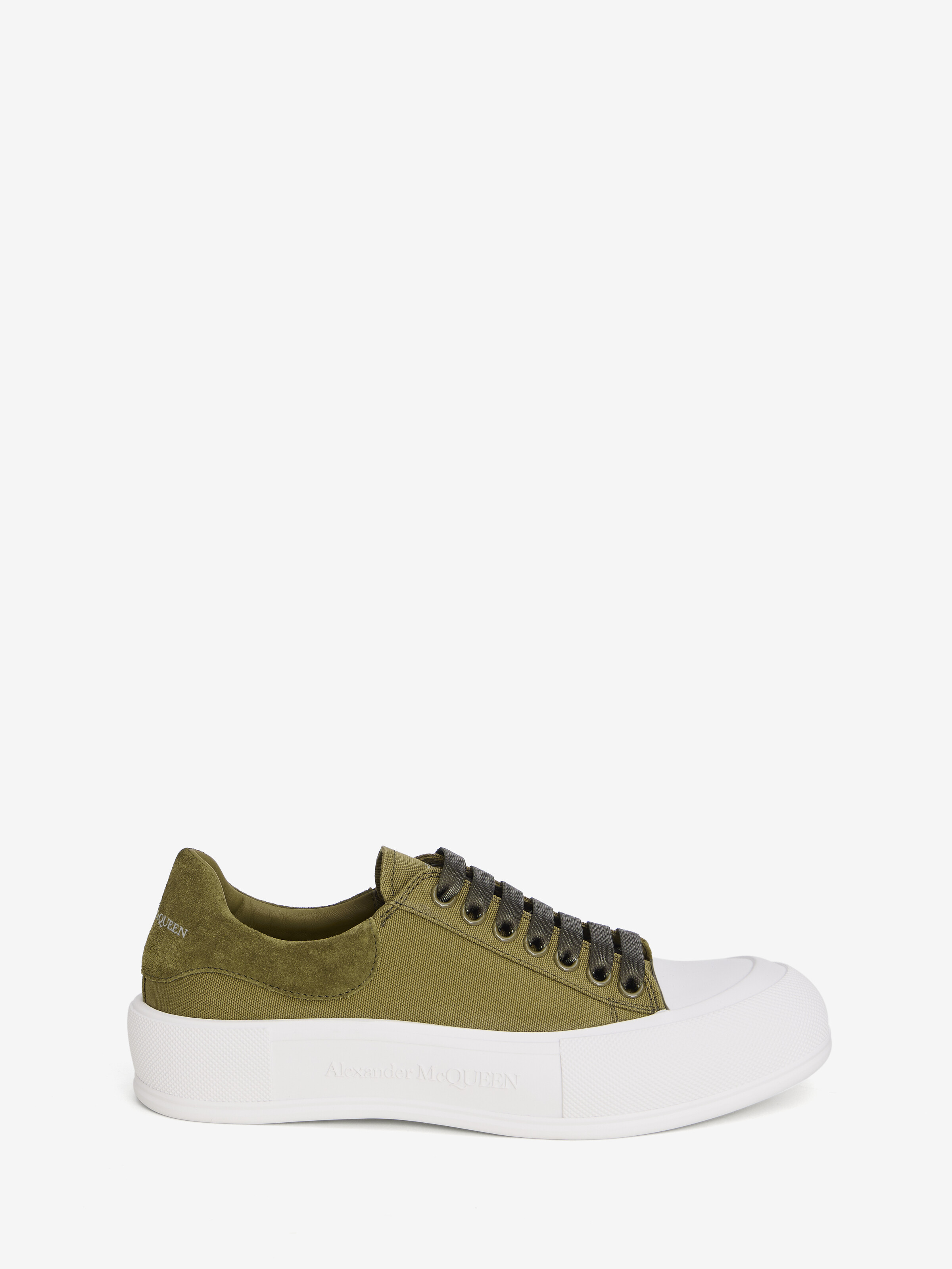 Alexander Mcqueen Deck Lace-up Plimsoll In White/khaki