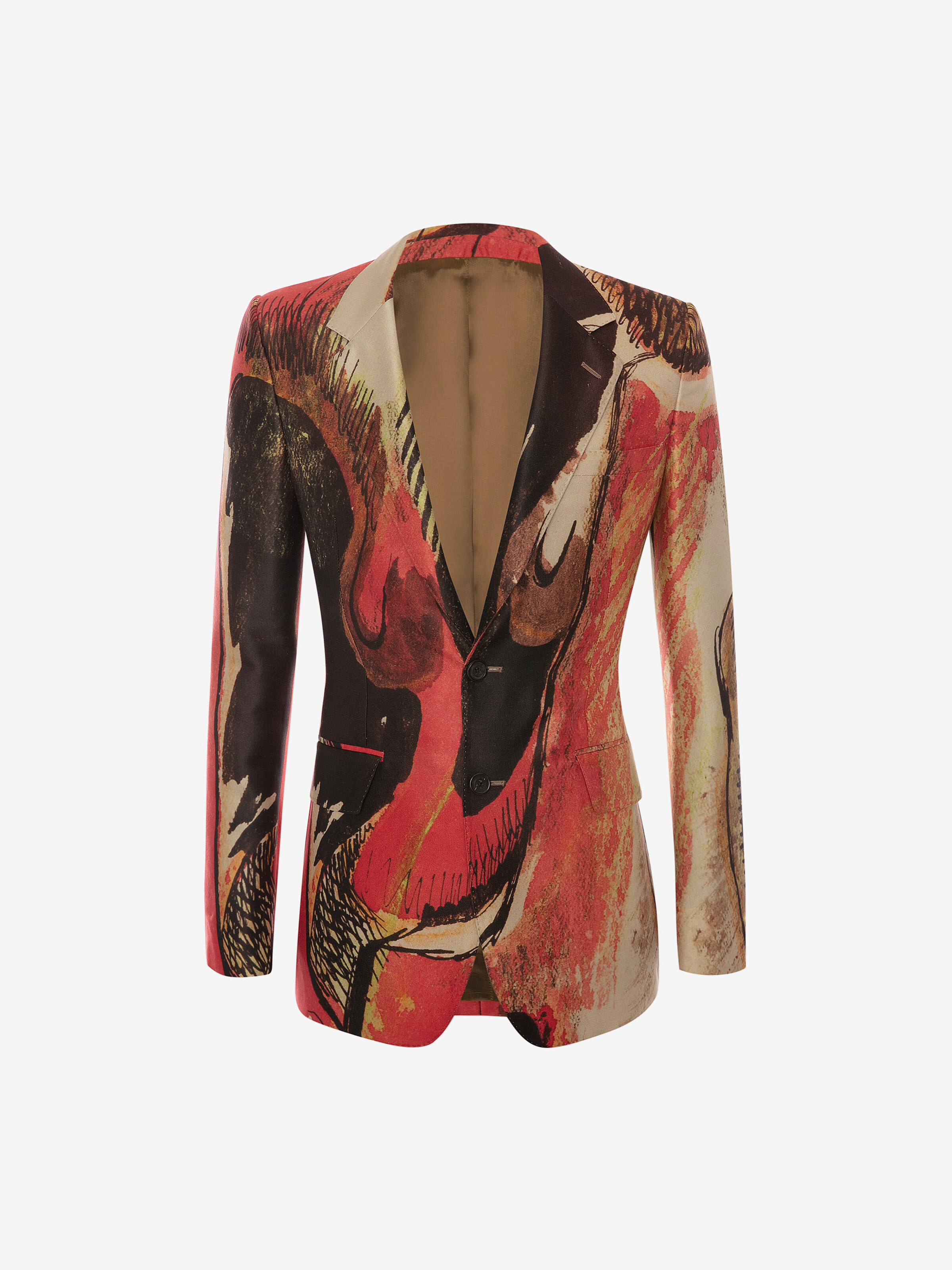 Alexander Mcqueen Henry Moore Printed Jacket In Red/multicolour