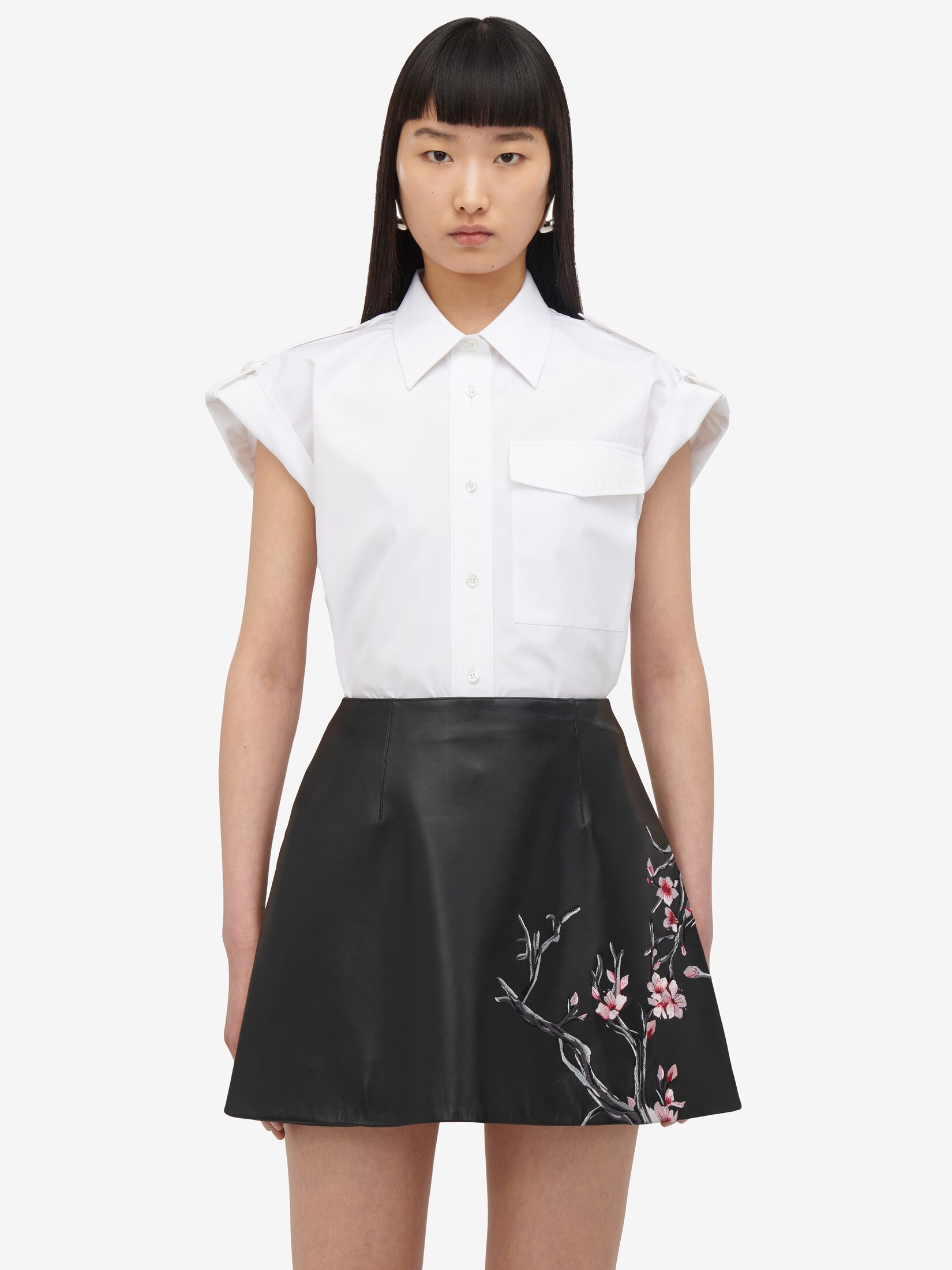 Blossom Leather Mini Skirt