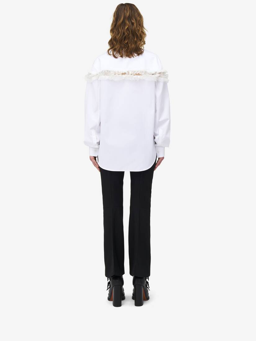 Slashed Creponne Detail Oversized Shirt