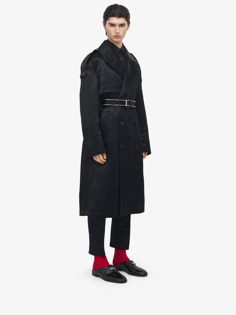 Hammered Satin Trench Coat