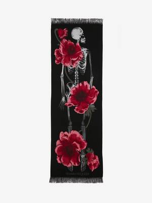 Écharpe squelette et fleurs