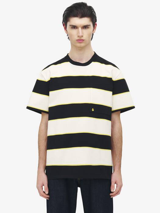 Men's Inverted Skull Striped T-shirt in Multicoloured