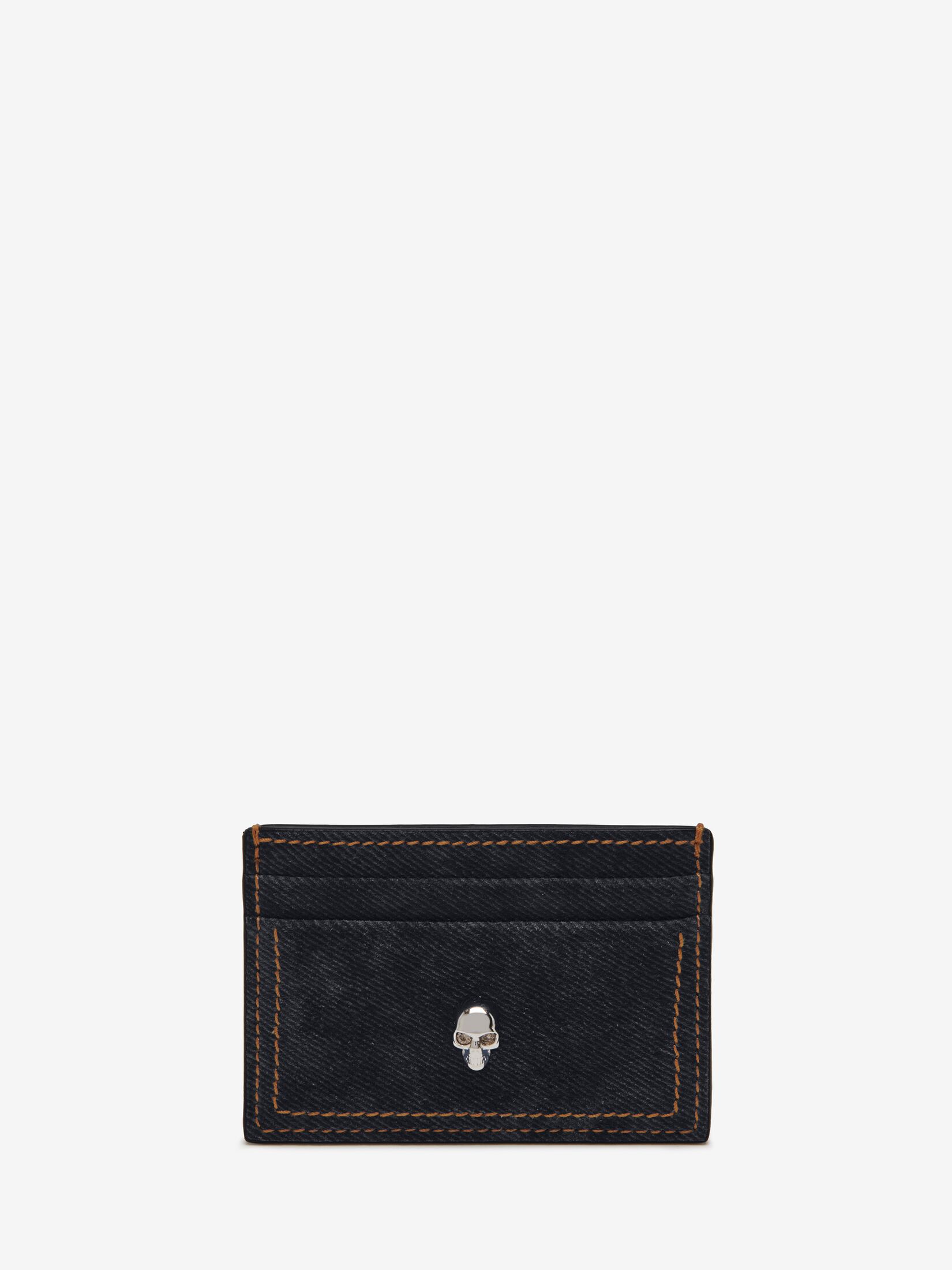 Skull Card Holder in Denim | Alexander McQueen US