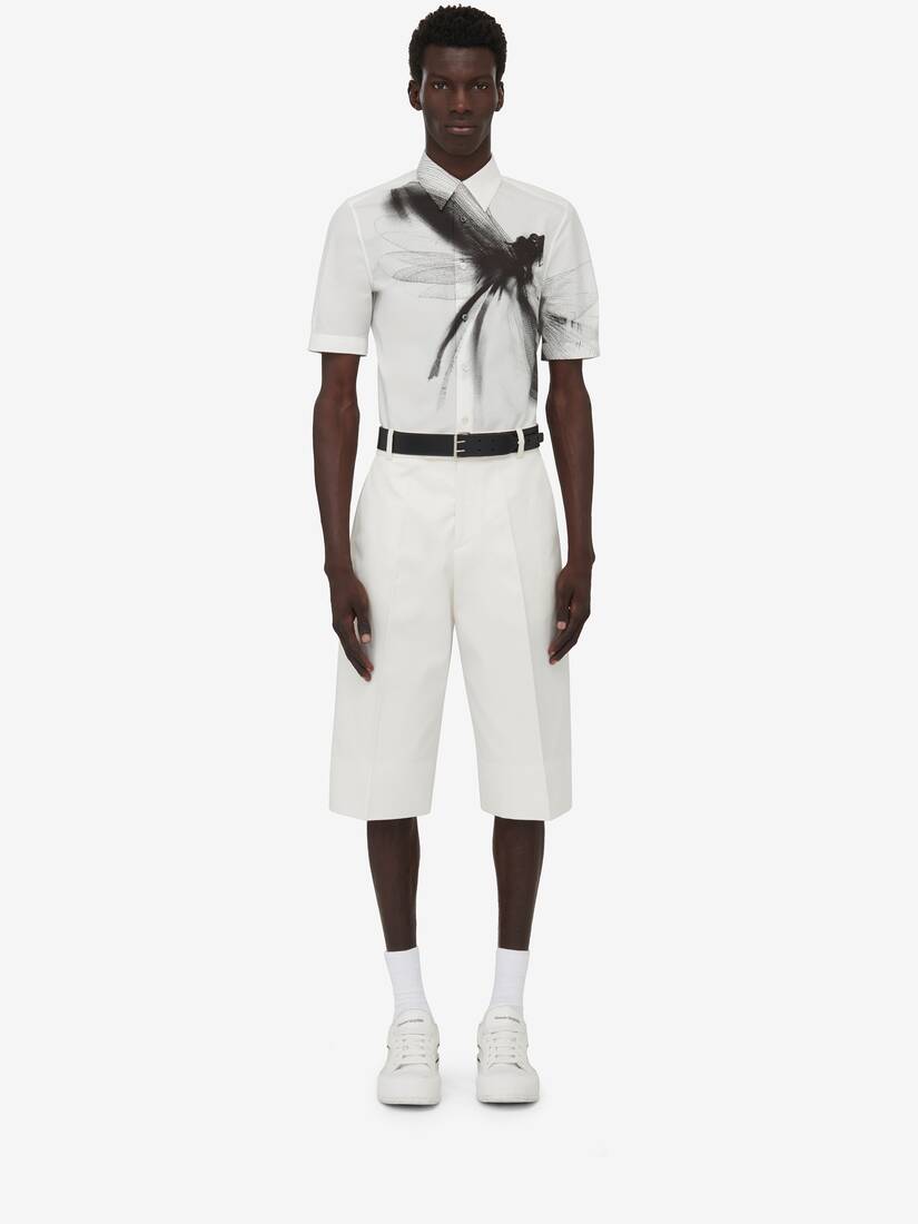 Dragonfly Short Sleeve Shirt in White/Black | Alexander McQueen GB