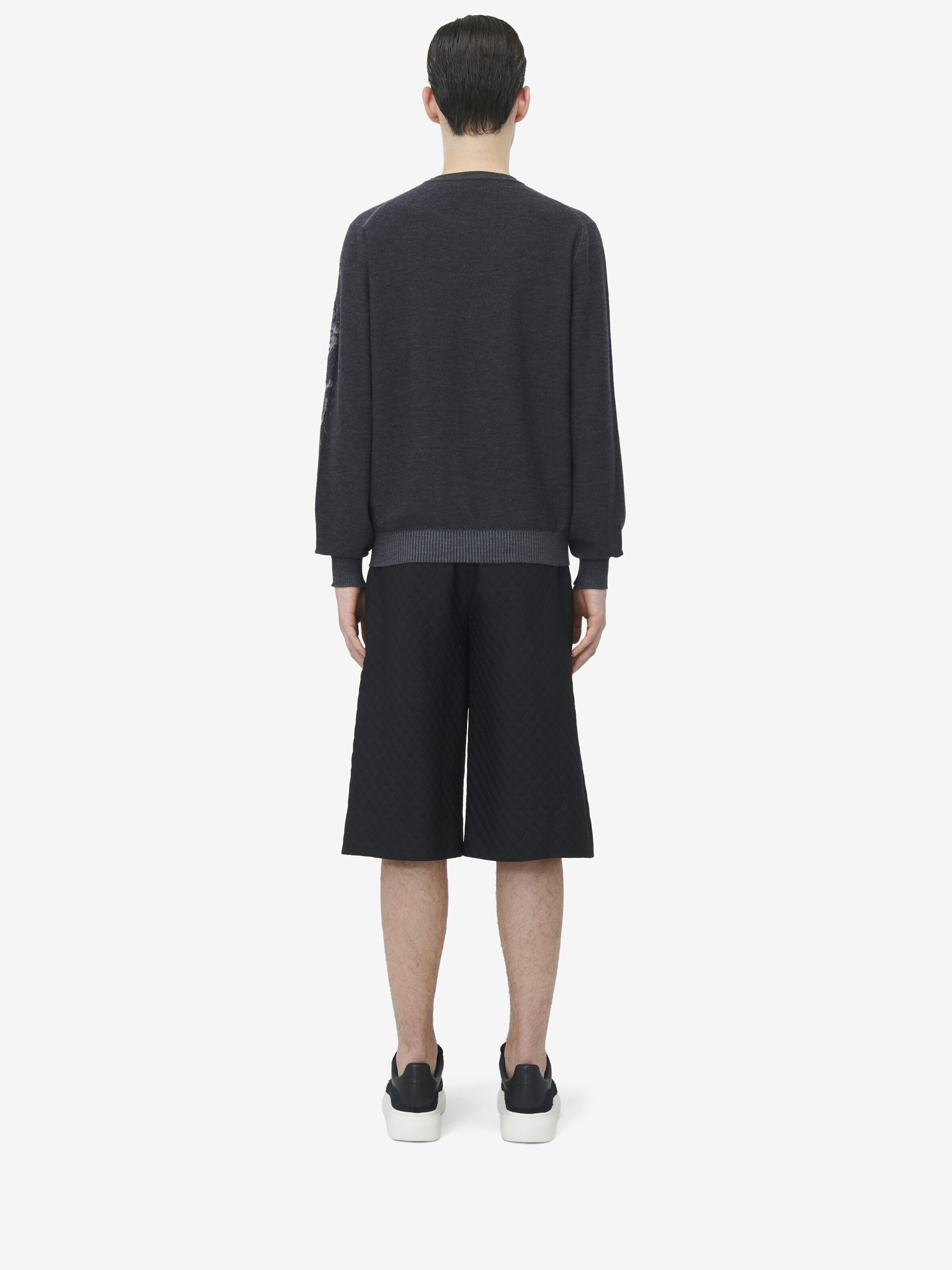 Men's Skull Sweater in Black/Grey in 100% Wool | Alexander McQueen - image 4