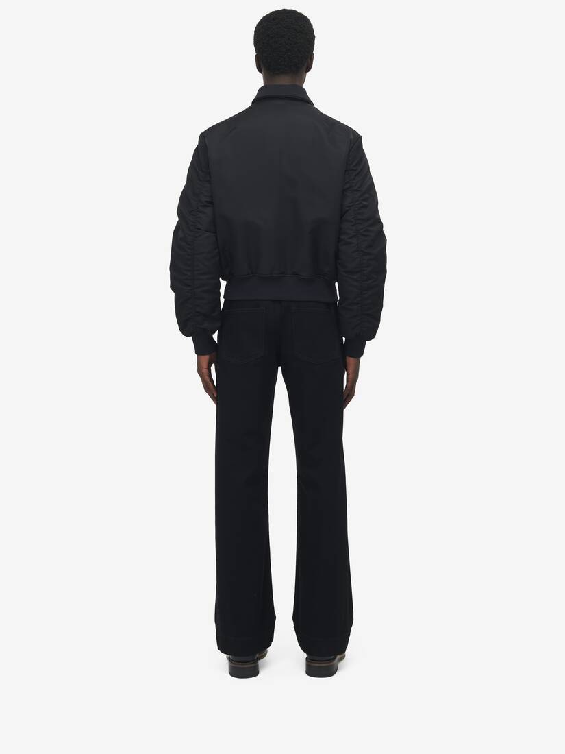 Zip Detail Cropped Bomber Jacket