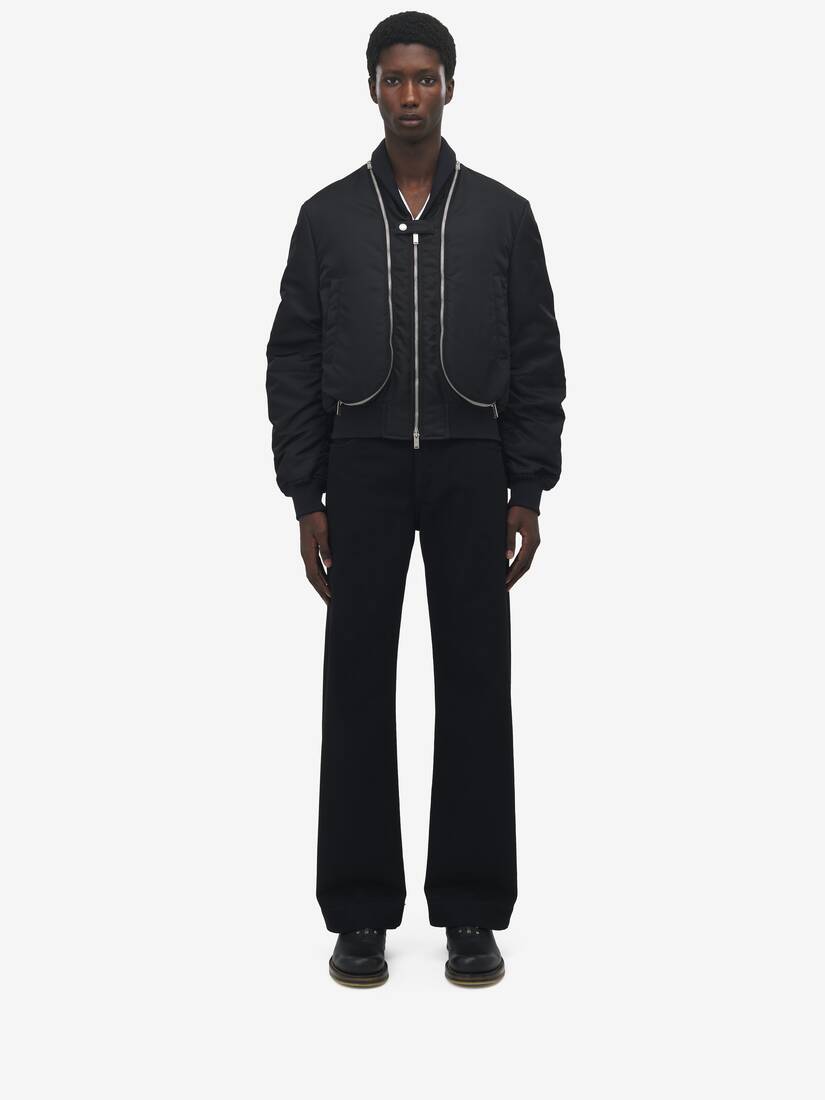 Zip Detail Cropped Bomber Jacket