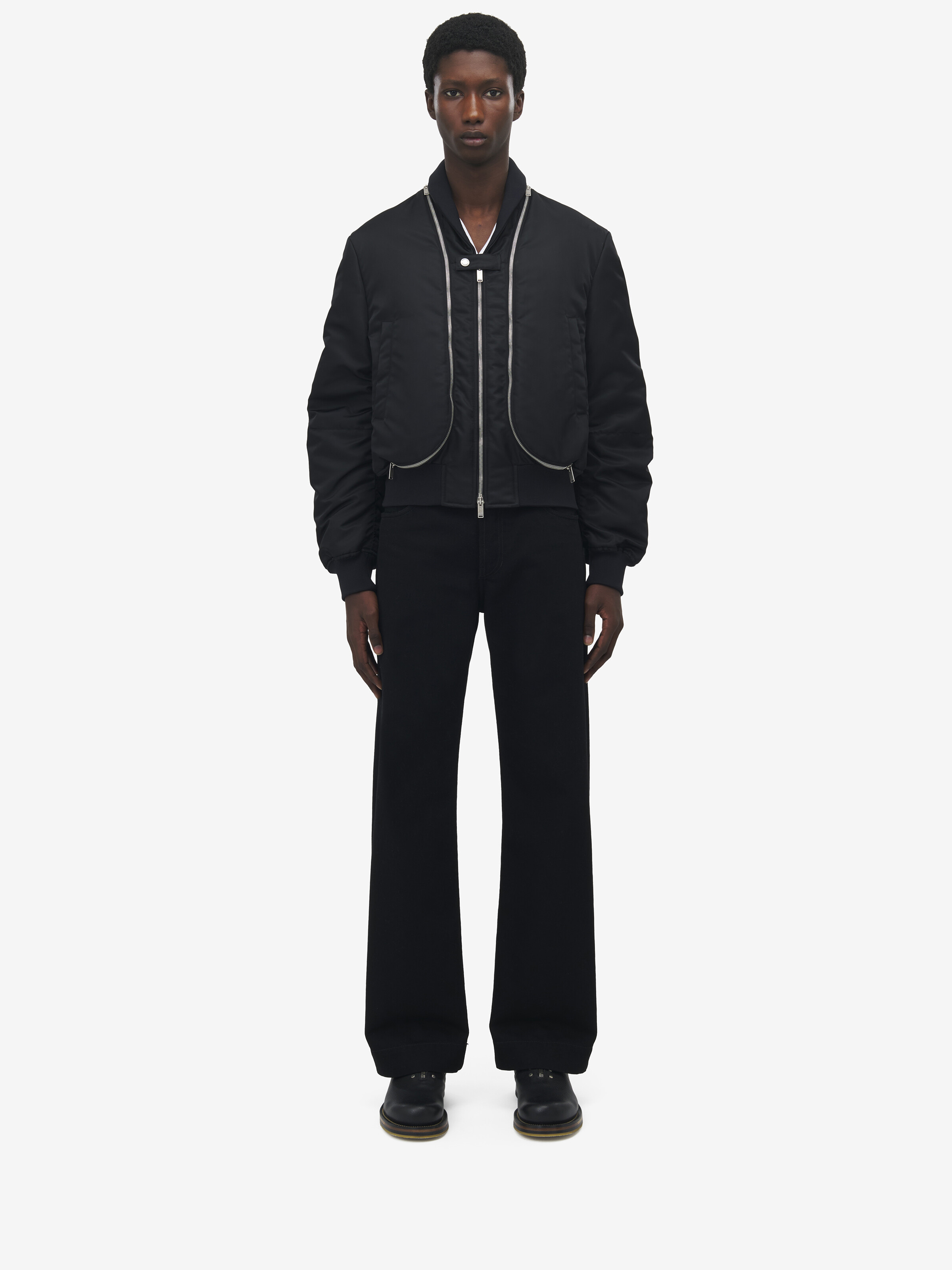 Zip Detail Cropped Bomber Jacket