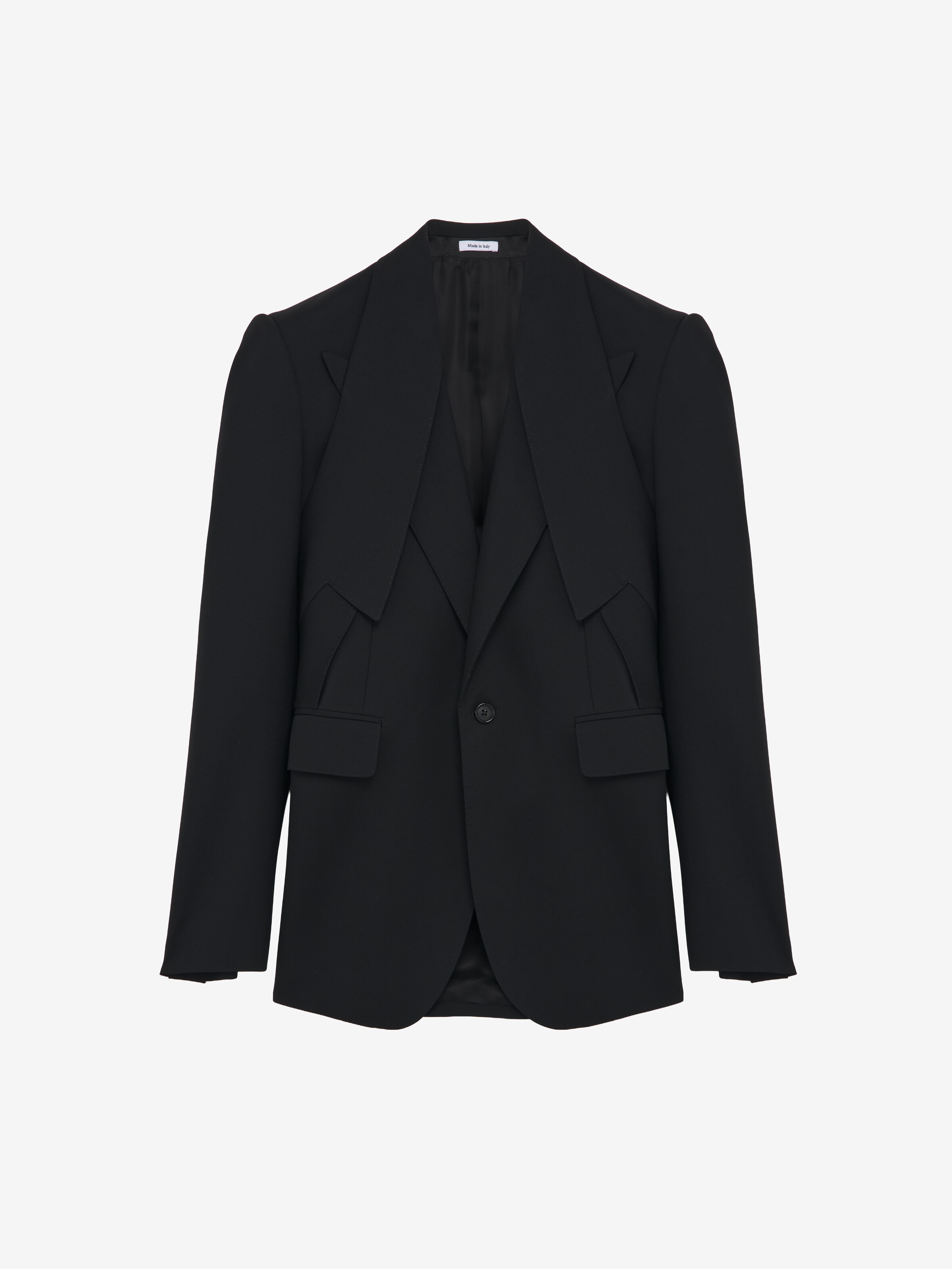 Veste à boutonnage simple et revers inversé pour Homme en Noir in 100% Laine | Alexander McQueen - image 1