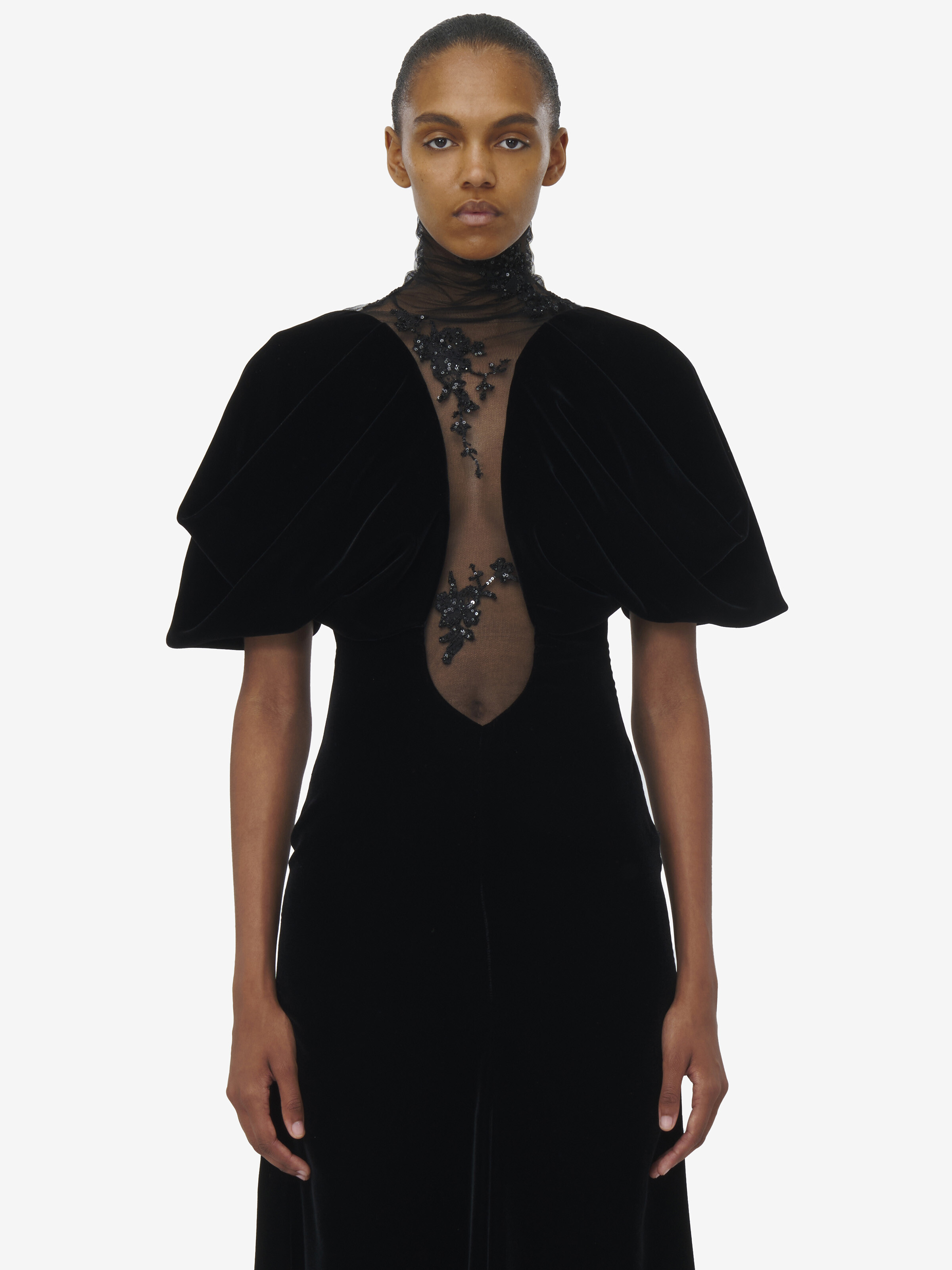 Robe en Velours Et Dentelle