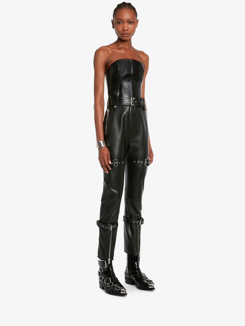 Leather bustier top in BLACK Alexander McQueen GB