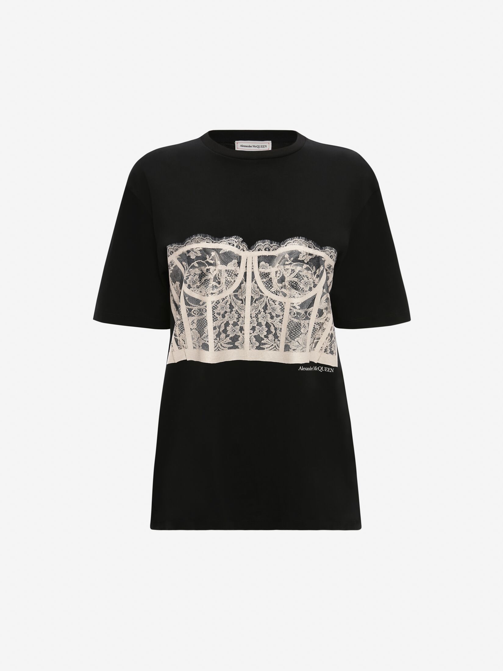 T-shirt imprimé corset dentelle