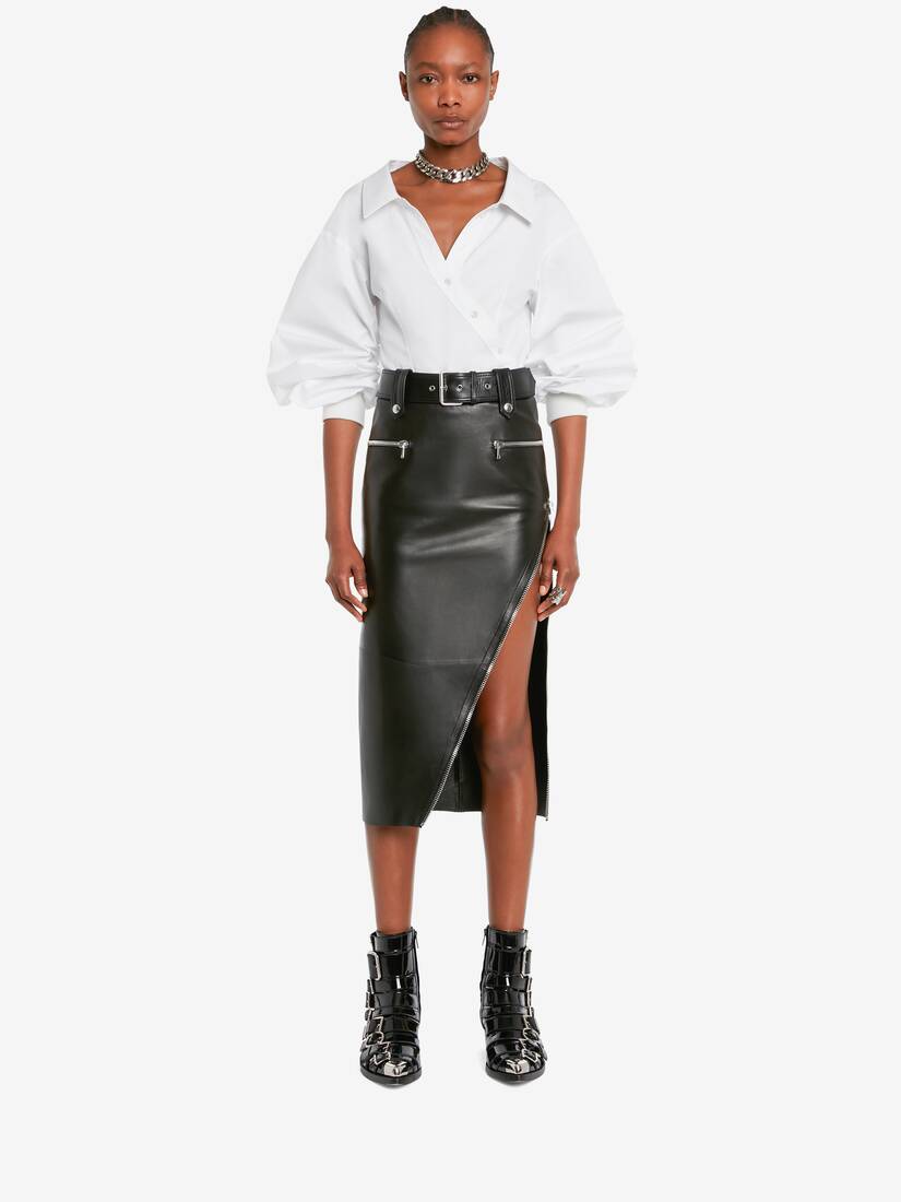 Slashed pencil biker skirt