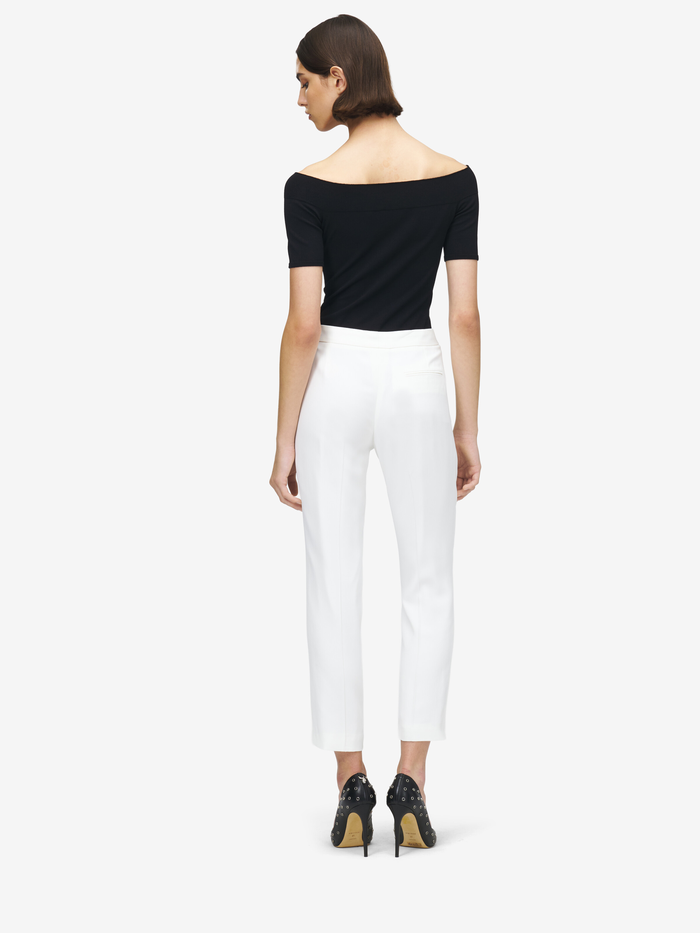 Women's Off-The-Shoulder Knit Top in Black in 83% Viscose, 17% Polyester | Alexander McQueen - image 4