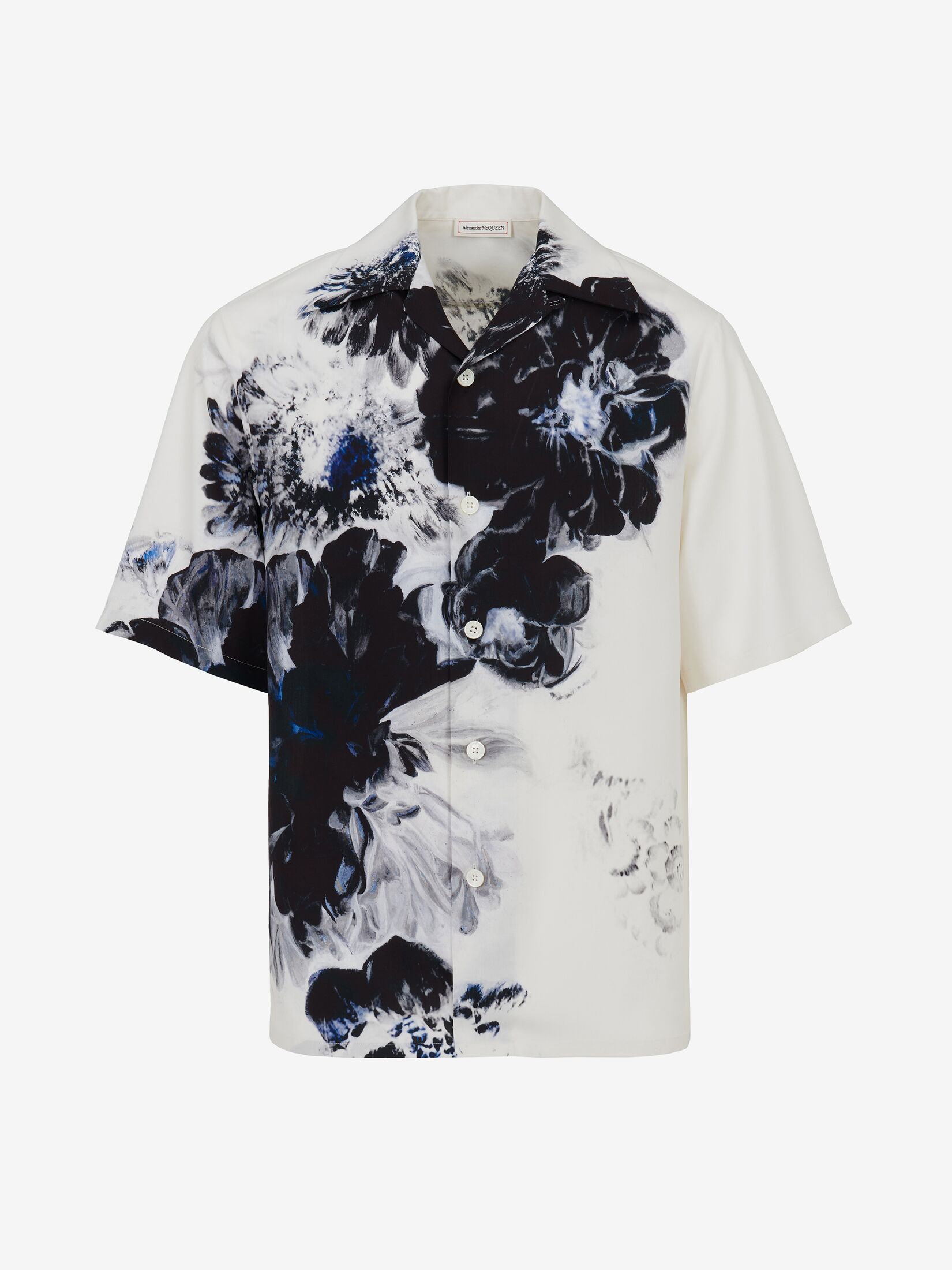 Dutch Flower Hawaiian Shirt in Black/White | Alexander McQueen GB