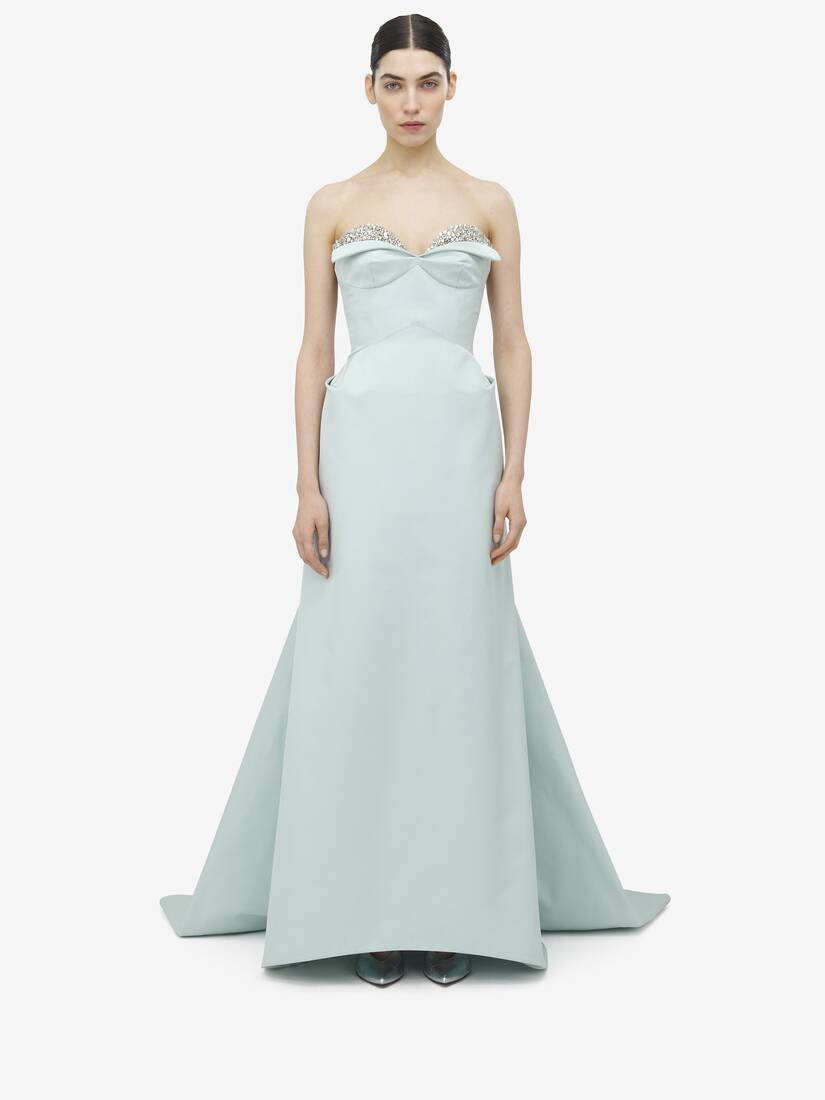 Crystal Embroidery Strapless Evening Dress