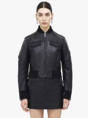 ブルゾン Alexander Mcqueen Grey Zipped Bomber Jacket Thumbnail-838623Q5APW1000_F.