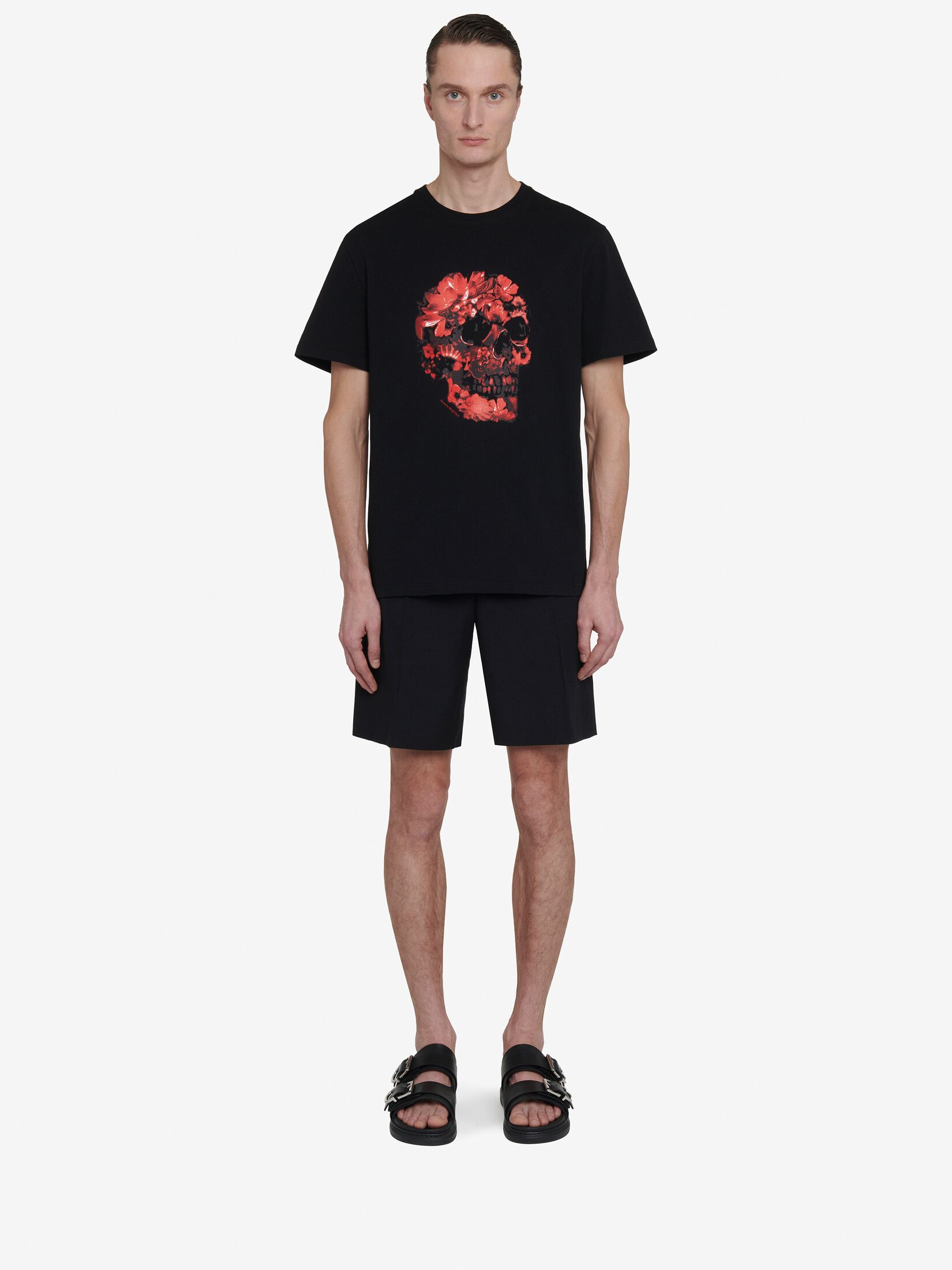 T-shirt Wax Flower Skull | Noir/Rouge | Alexander McQueen FR