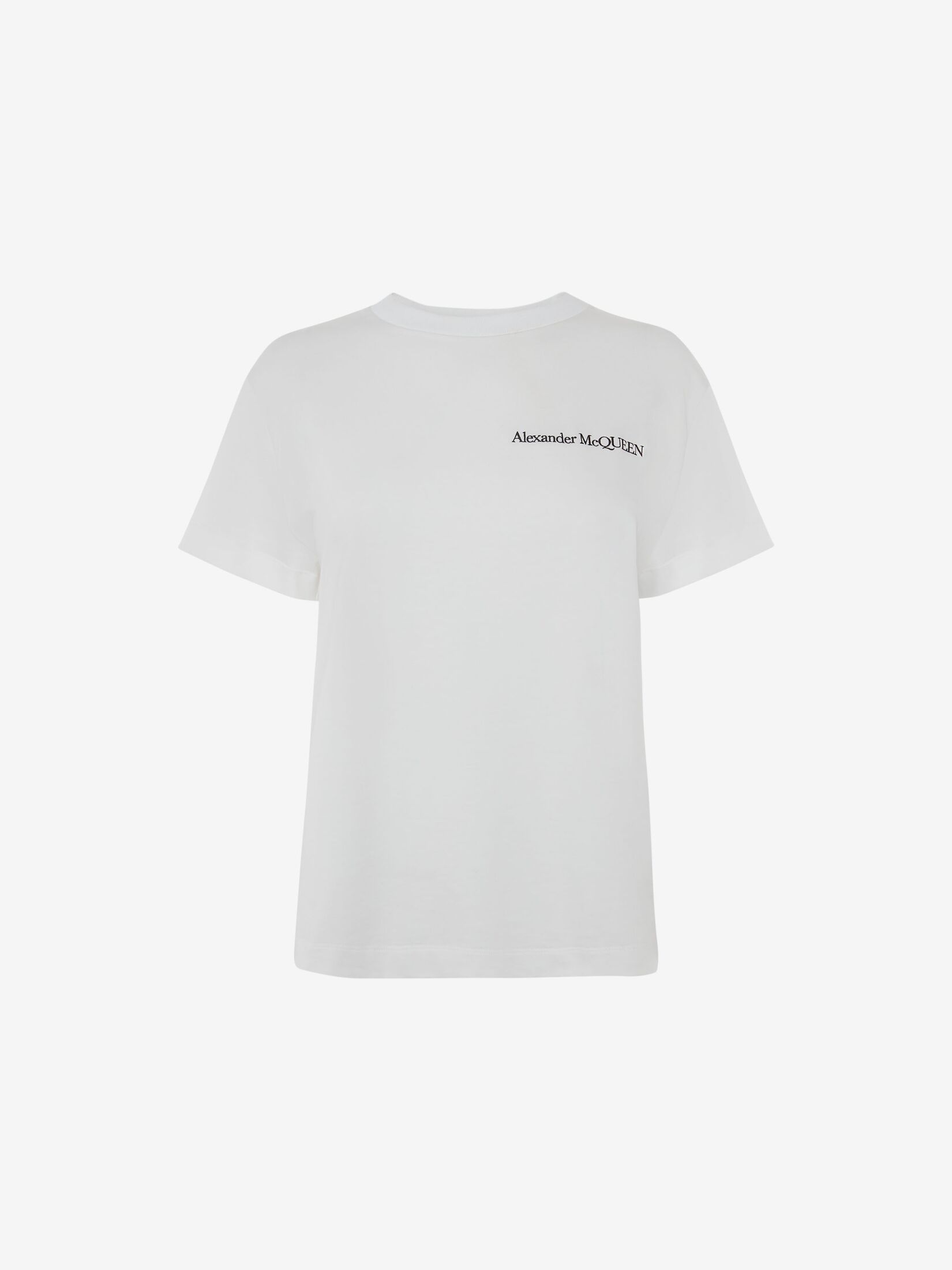 Silver Metal Eyelets T-Shirt in Ivory | Alexander McQueen US