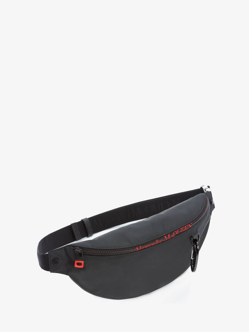 Oversize Harness Belt Bag in Black/lust Red