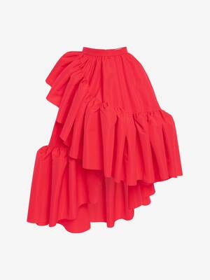 Gathered Ruffle Midi Skirt
